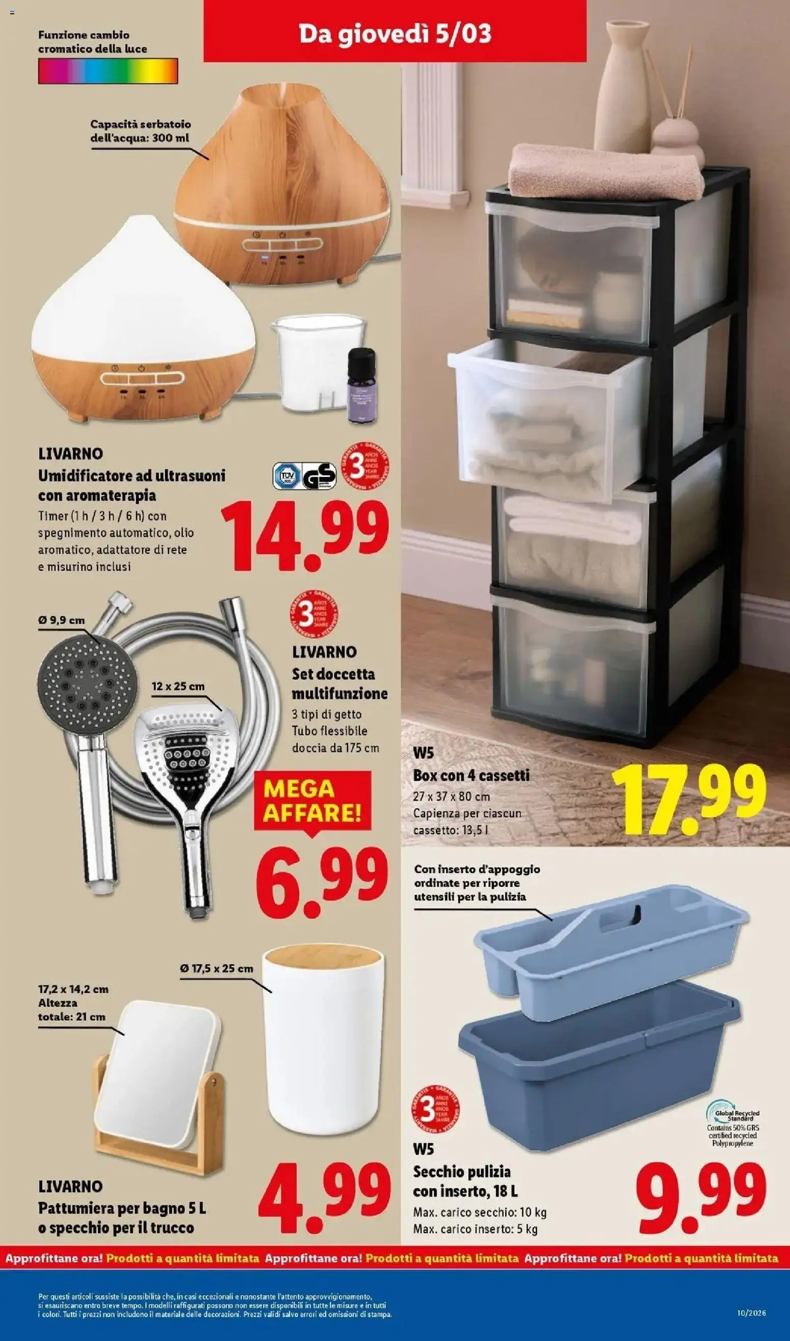 Volantino Lidl del 01.03.2026 | Pagina: 51 | Prodotti: Olio, Secchio, Doccia, Specchio