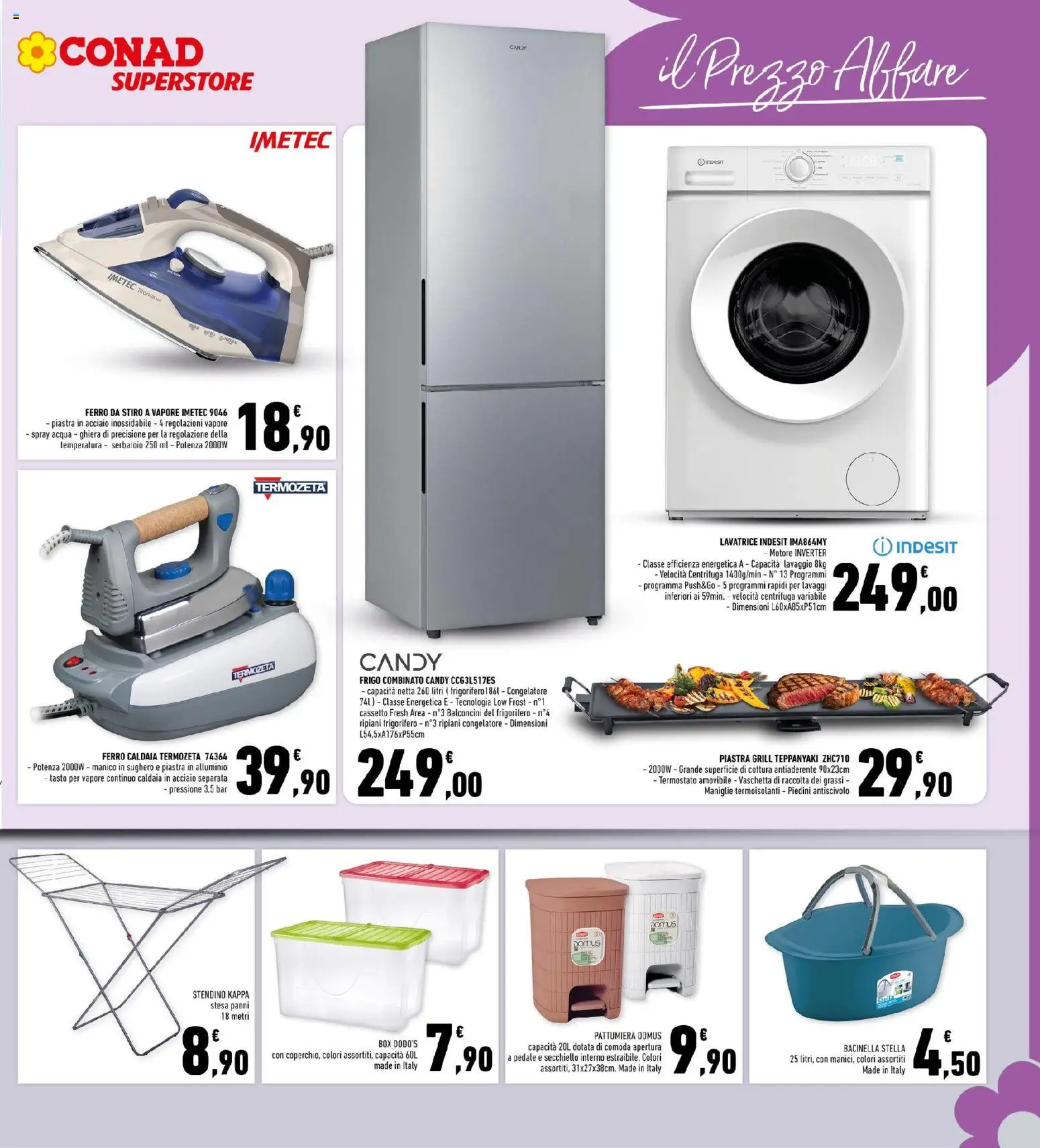 Volantino Conad del 08.04.2026 | Pagina: 27 | Prodotti: Centrifuga, Acqua, Alluminio, Ferro da stiro