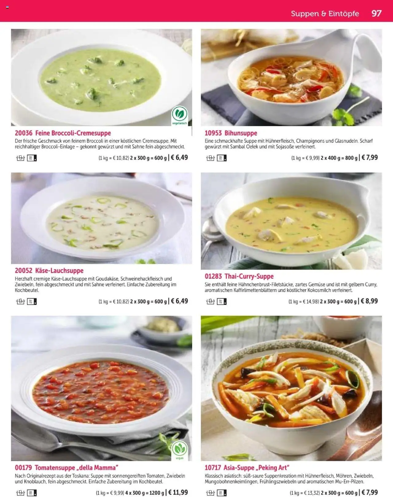 Bofrost Katalog – gültig ab 07.09.2025 | Seite: 97 | Produkte: Champignons, Zwiebeln, Gemüse, Sahne