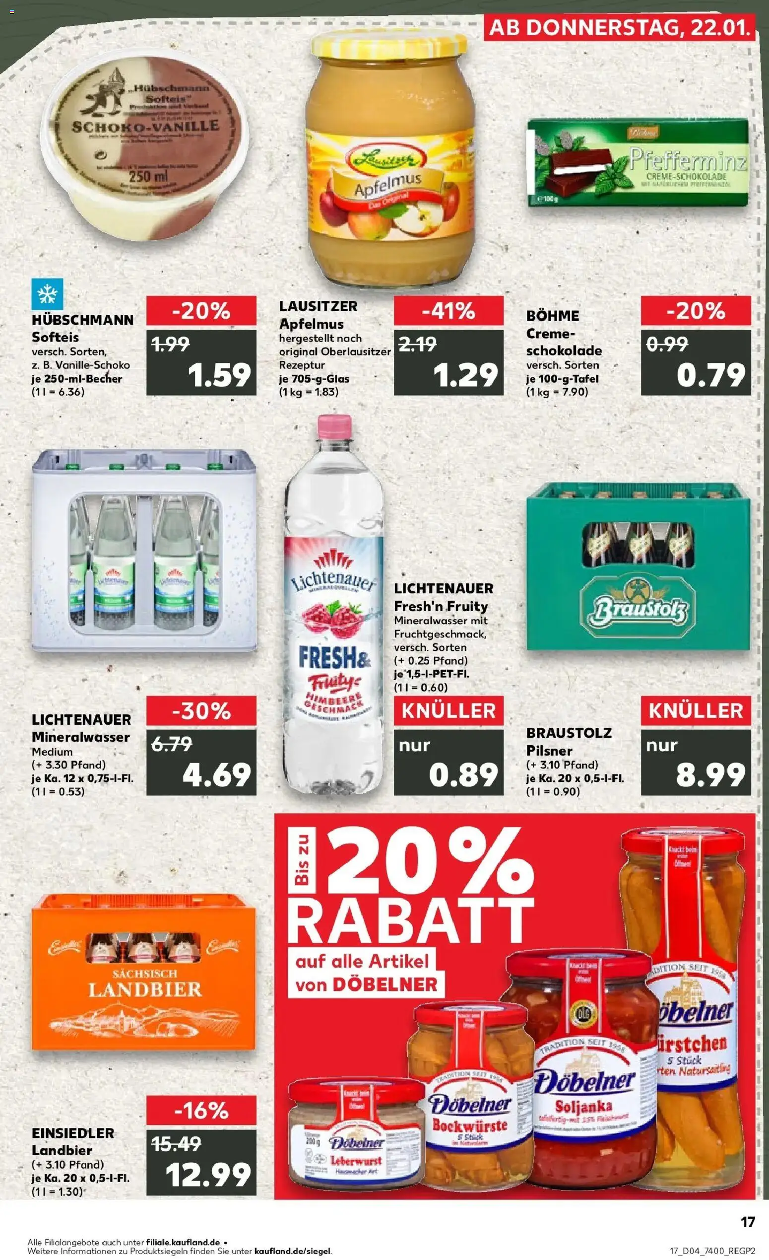 Kaufland prospekt Frankenberg/Sa.	 – gültig ab 22.01.2026 | Seite: 2 | Produkte: Schokolade, Mineralwasser, Creme, Himbeere