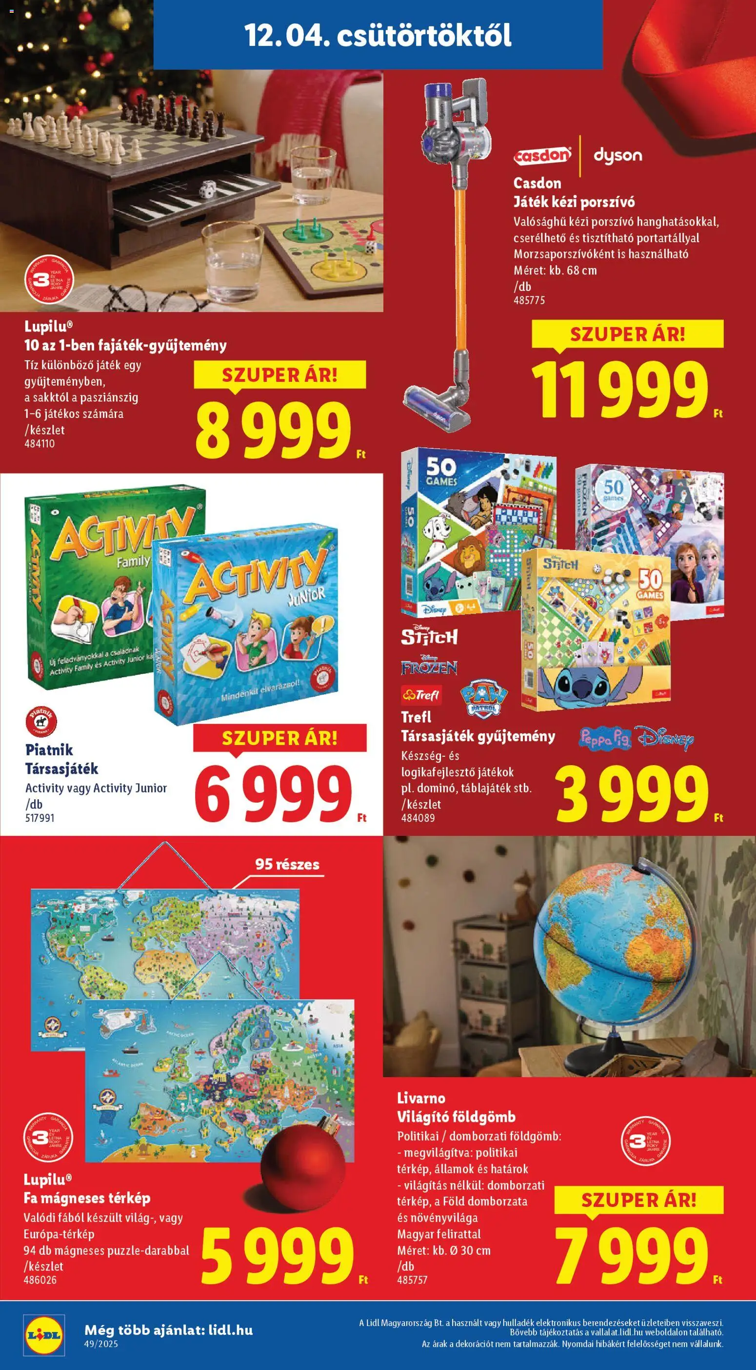Lidl akciós ujság - amely érvényes a következő dátumtól: 04.12.2025 | Oldal: 8 | Termékek: Játék, Porszívó, Játékok, Társasjáték