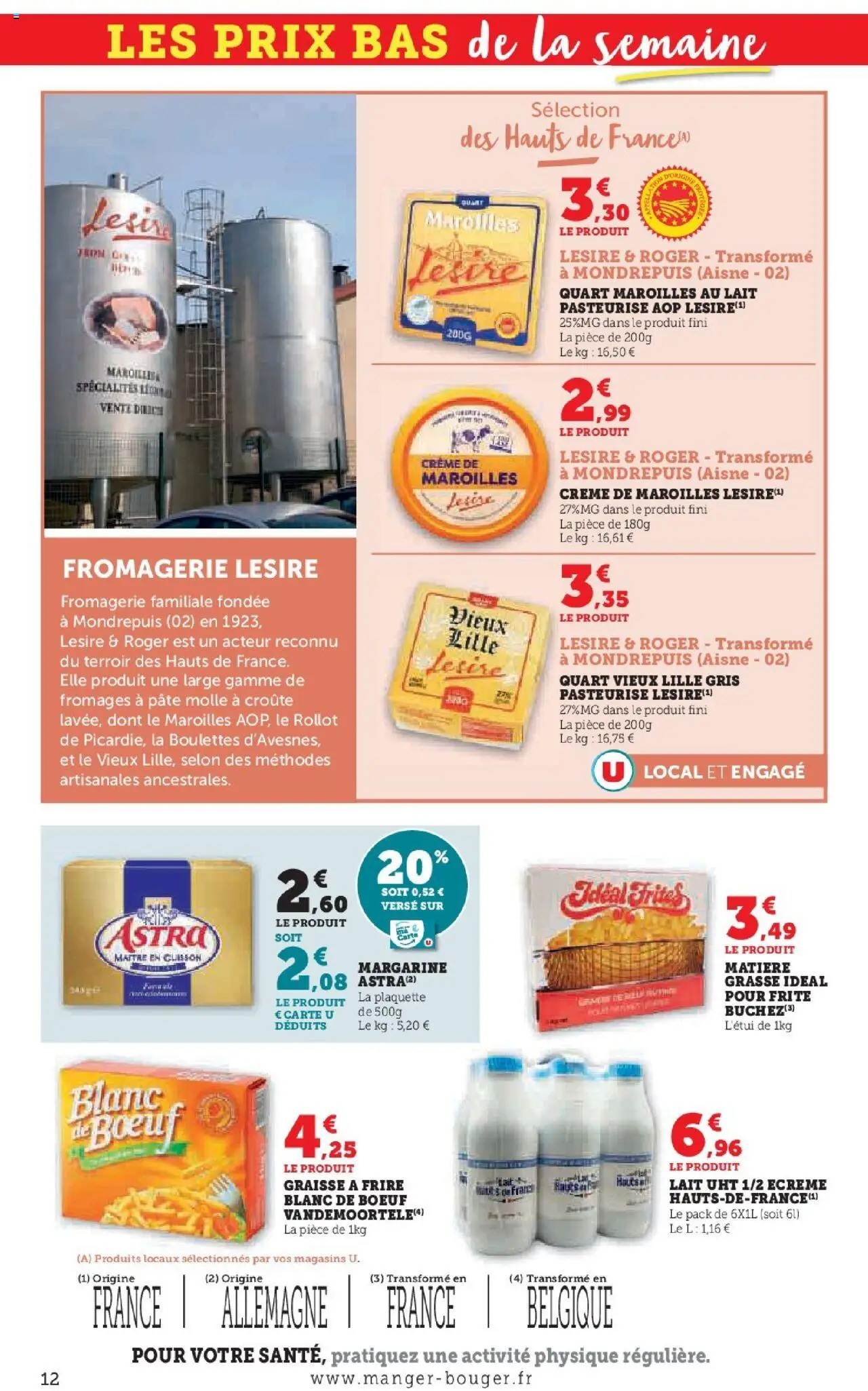 {H1} | Page: 12 | Produits: Blanc de bœuf, Frites, Lait, Crème