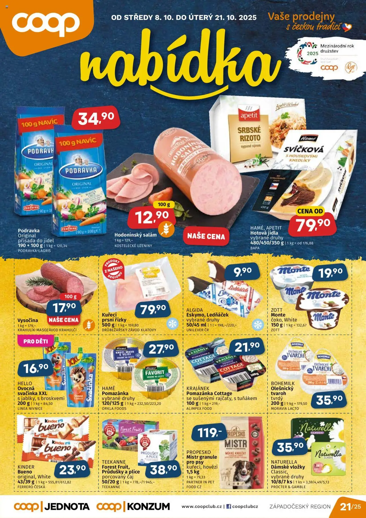 Coop leták - Západočeský region od 08.10.2025 | Strana: 1 | Produkty: Hovězí, Vložky, Propesko, Maso