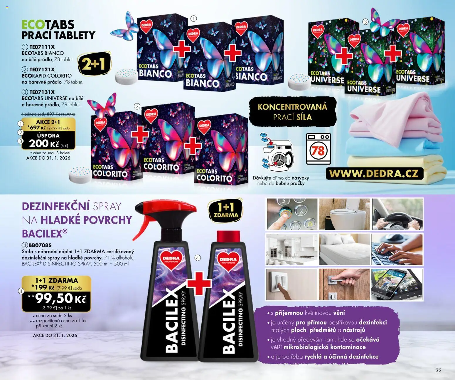 Nové Dedra akcie – leták je platný od 01.01.2026 | Strana: 33 | Produkty: Práčky