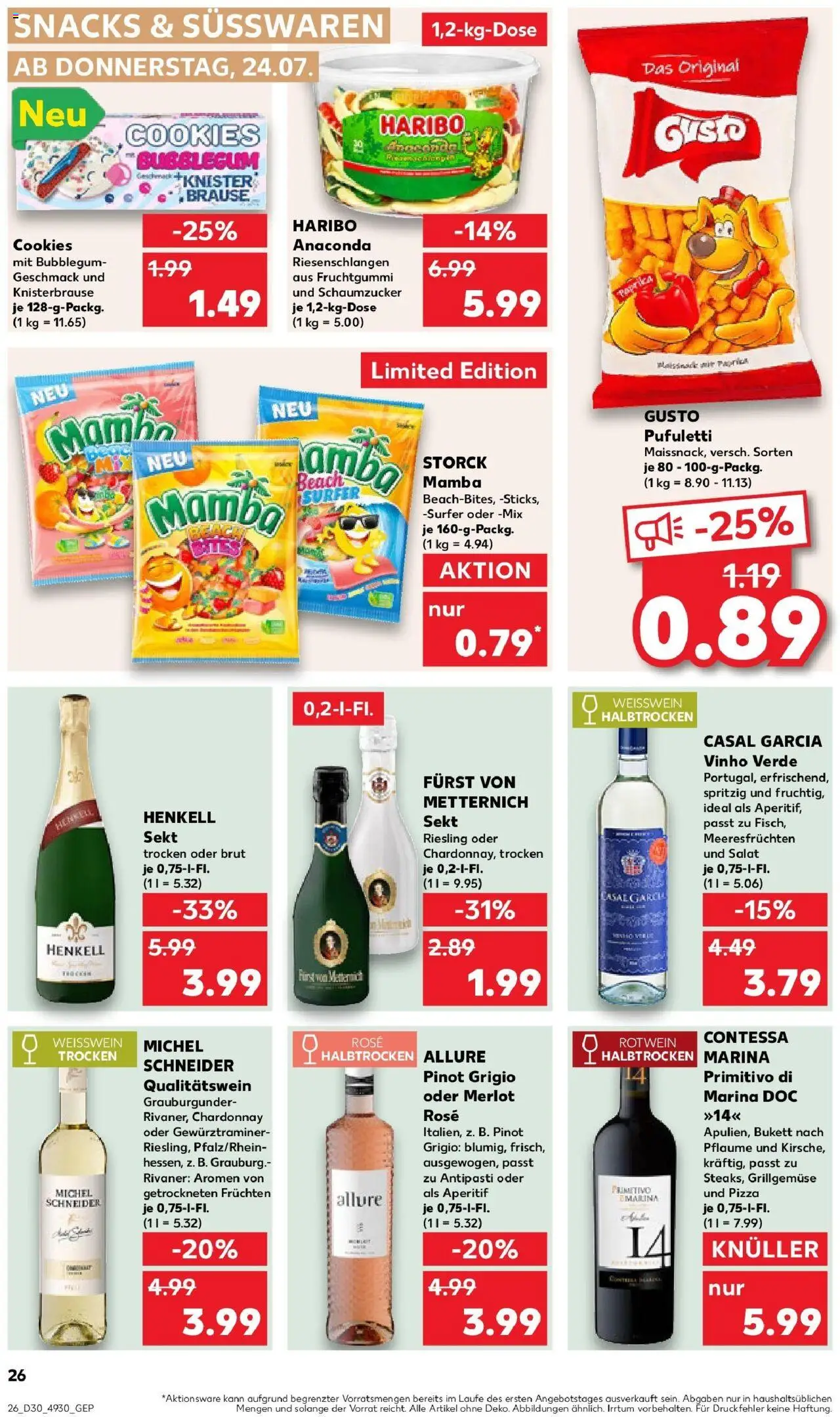 Kaufland prospekt Bottrop	 - gültig ab dem 23.07.2025 | Seite: 26 | Produkte: Haribo, Rotwein, Sekt, Merlot