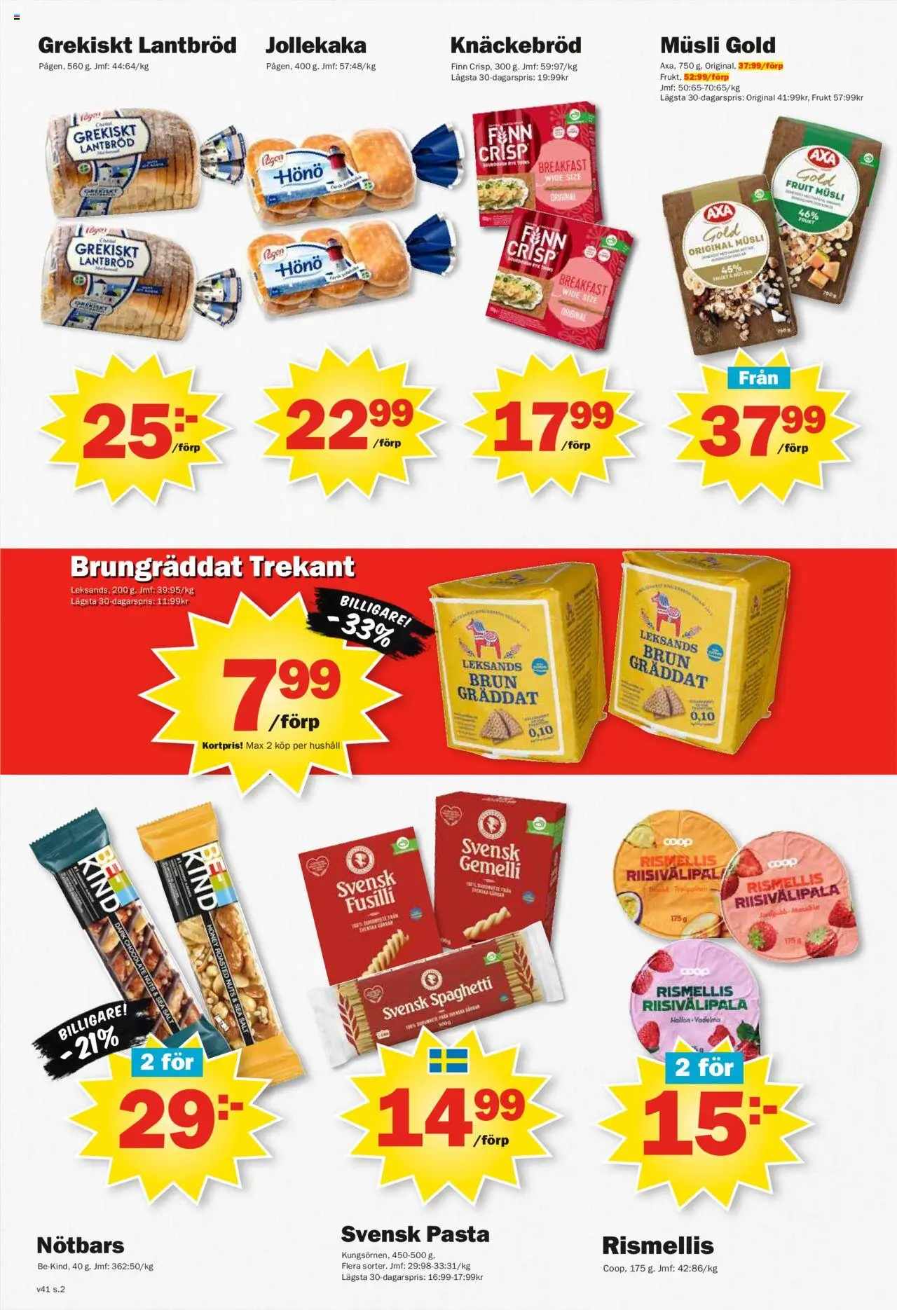 Pekås reklamblad aktuell från 06.10.2025 | Sida: 2 | Produkter: Salt, Knäckebröd, Lantbröd, Pasta