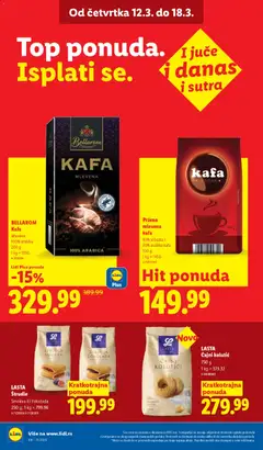 Pržena mlevena kafa, 80% robusta i 20% arabika kafa 100 g - pregled Lidl kataloga - važi od 12.03.2026 | Strana: 22