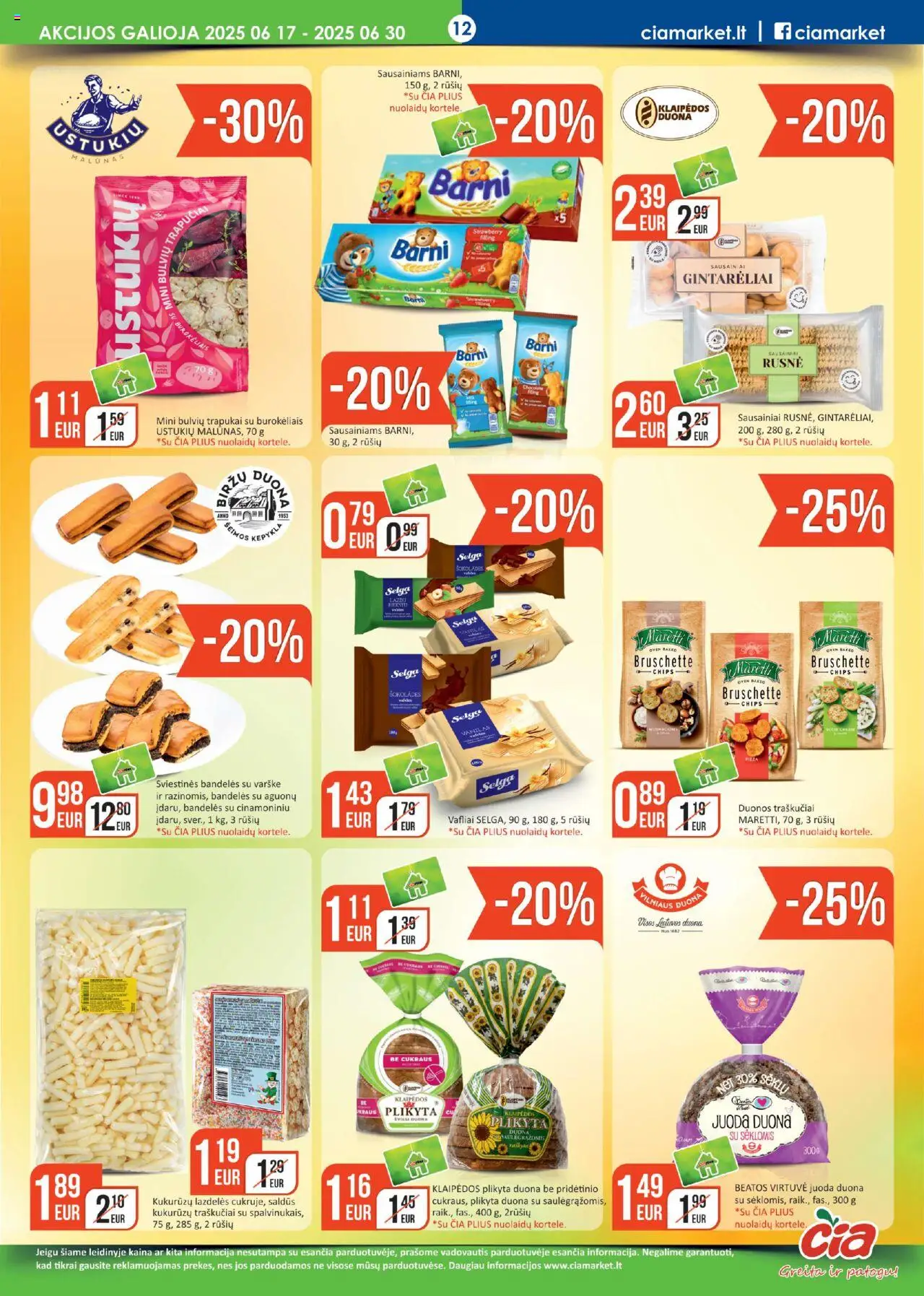ČIA MARKET leidinys│galioja nuo 17.06.2025 | Puslapis: 12 | Prekių: Sausainiai, Duona, Varškė, Vafliai