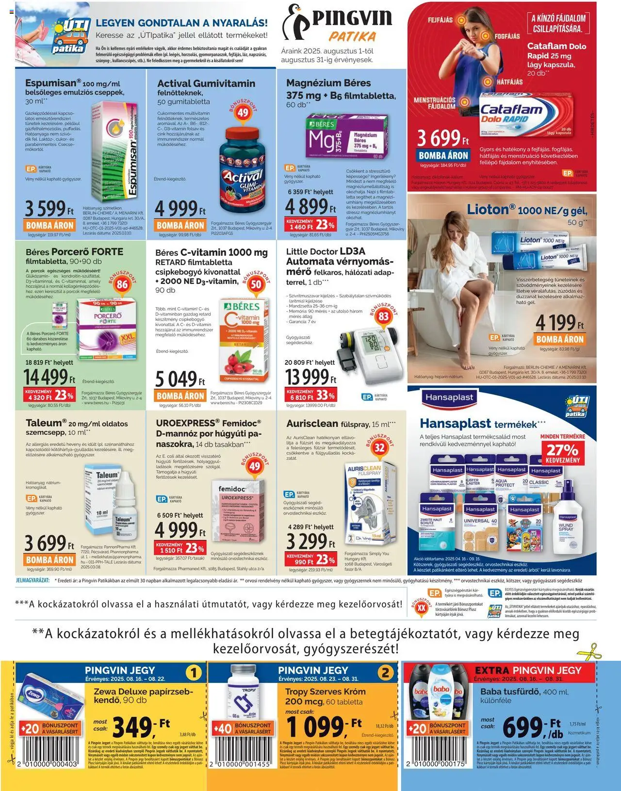 Pingvin Patika akciós ujság - amely érvényes a következő dátumtól: 01.08.2025 | Oldal: 5 | Termékek: Fellépő, Multivitamin, Cukor