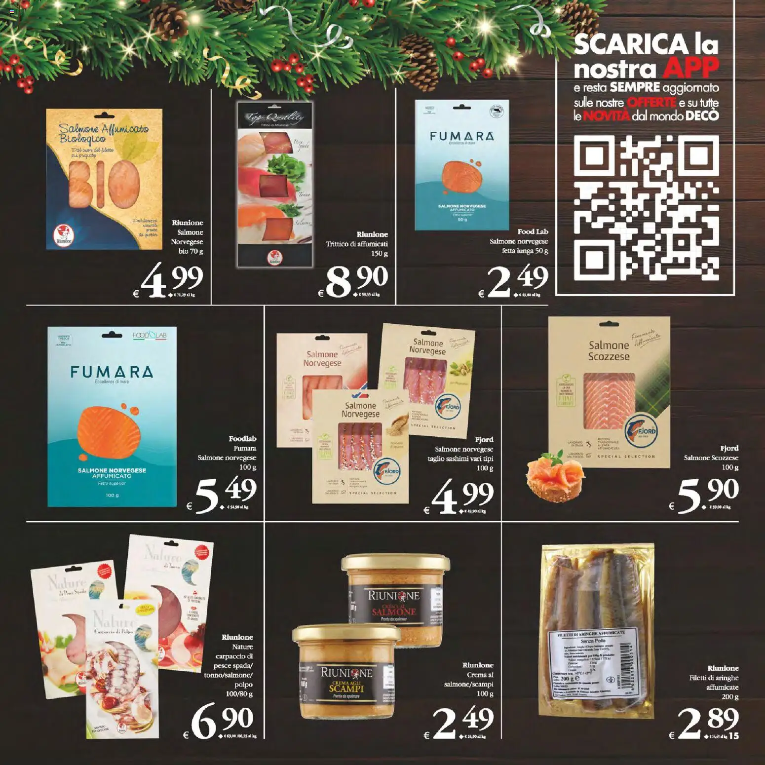 Volantino Decò del 05.12.2025 | Pagina: 15 | Prodotti: Salmone affumicato, Crema, Pollo, Salmone