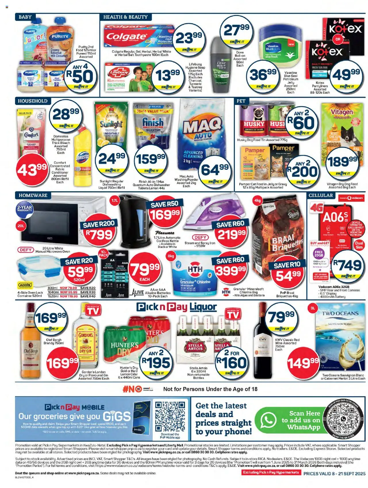 New Pick n Pay catalogue – valid from 08.09.2025 | Page: 4 | Products: Oven, Dishwasher, Kettle, Iron