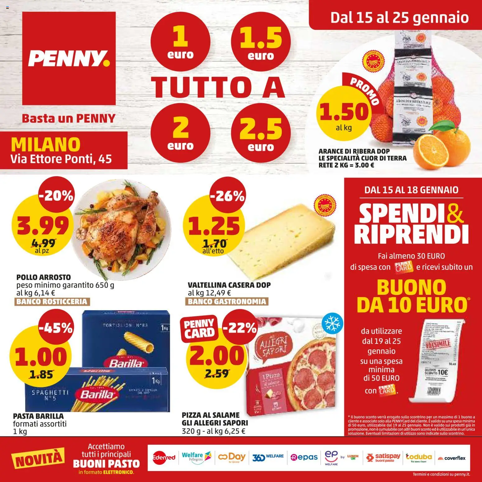 Volantino PENNY del 15.01.2026 | Pagina: 1 | Prodotti: Arrosto, Pizza, Pollo, Pasta