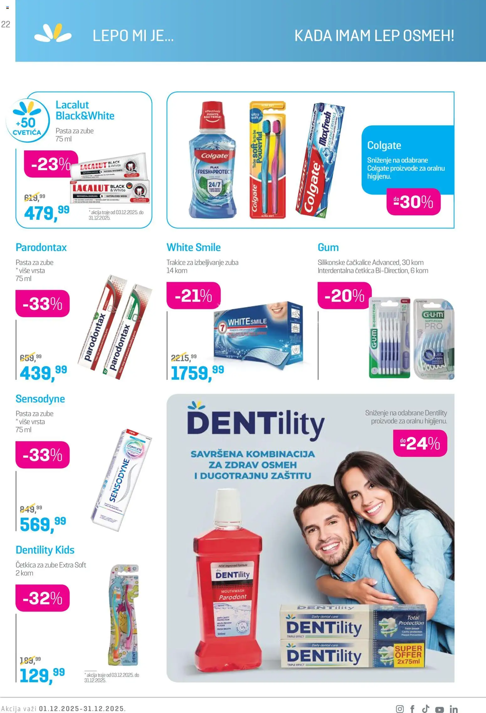 Lilly drogerie katalog - važi od 01.12.2025 | Strana: 22 | Proizvode: Colgate, Parodontax, Pasta za zube, Četkica za zube