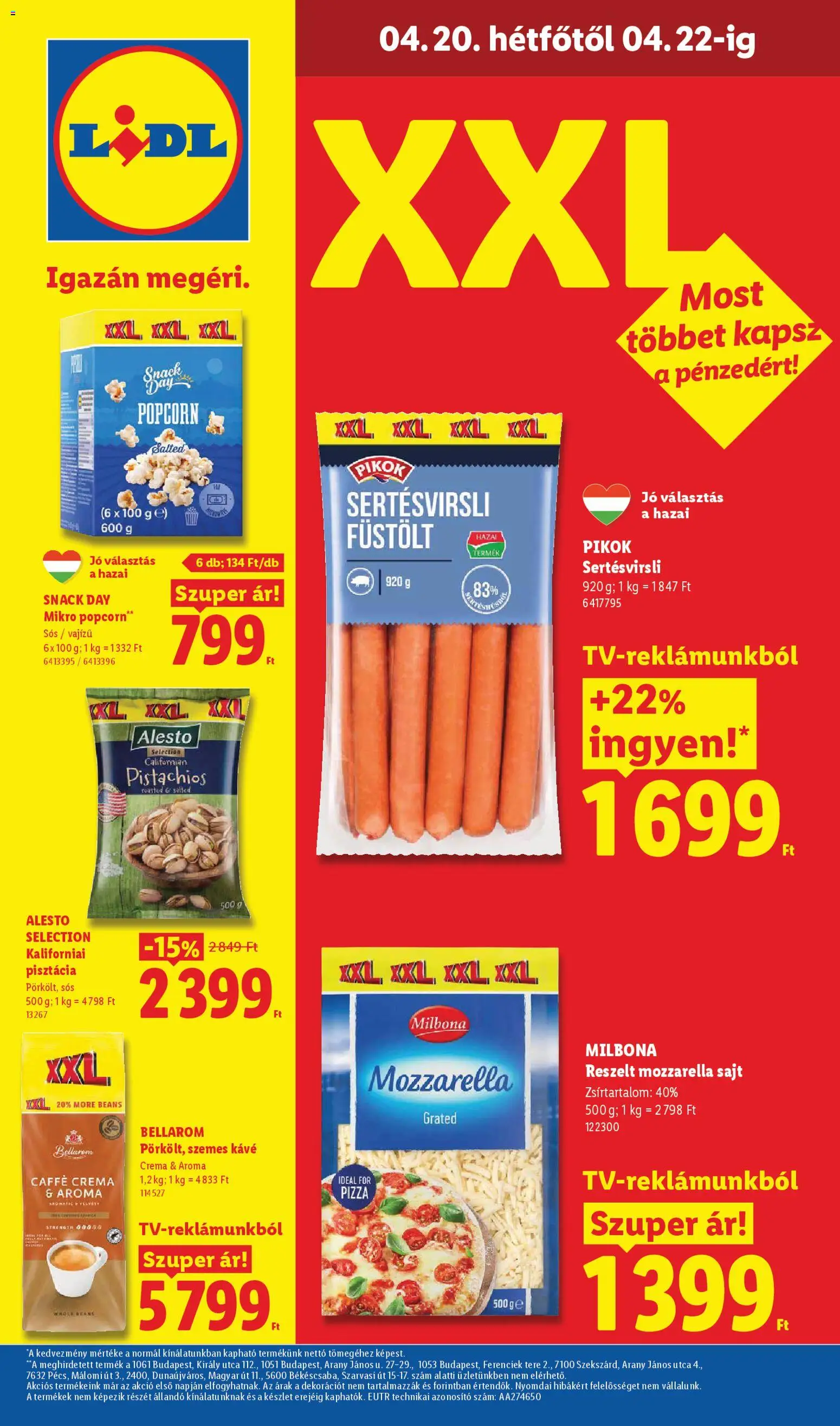 Lidl akciós ujság - amely érvényes a következő dátumtól: 16.04.2026 | Oldal: 60 | Termékek: Pisztácia, Sajt, Kávé, Pizza