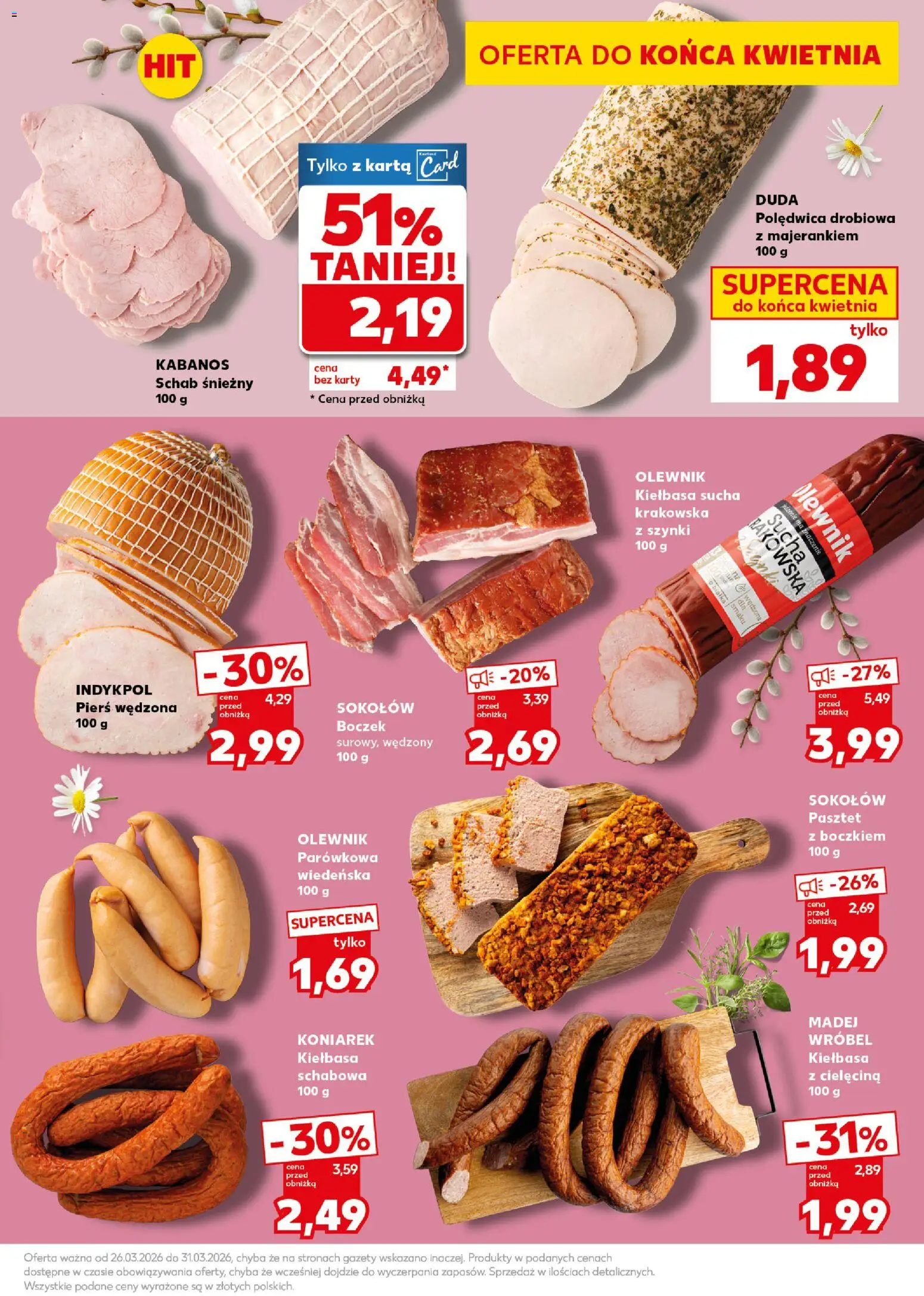 Kaufland Polsko leták - Mocny start od 30.03.2026 | Strana: 21 | Produkty: Kabanos, Karty