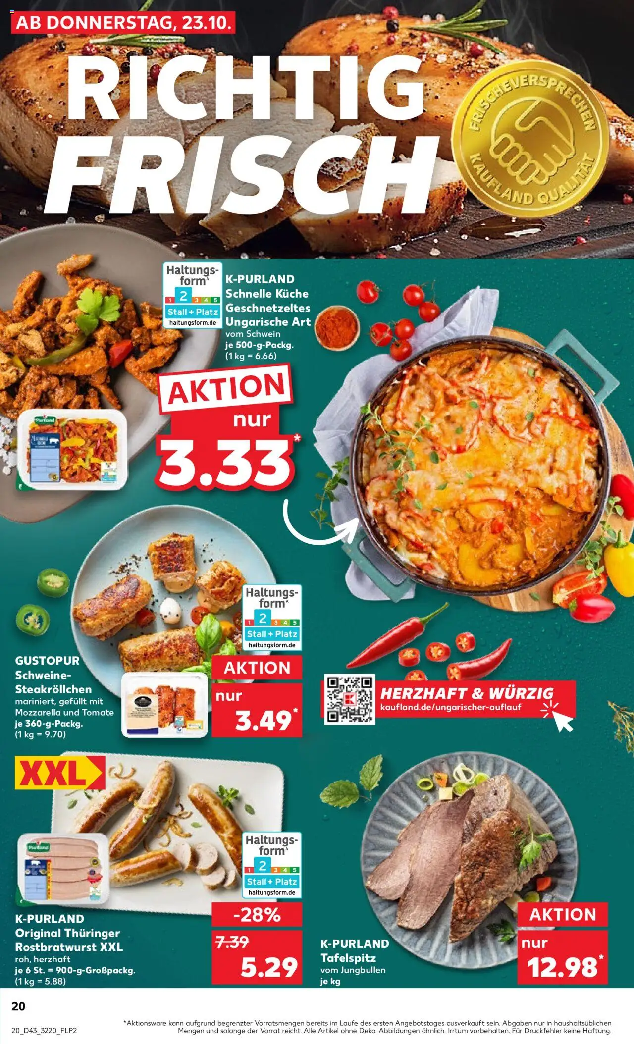 Kaufland prospekt Jena	 – gültig ab 23.10.2025 | Seite: 20 | Produkte: Tafelspitz, Mozzarella, Küche