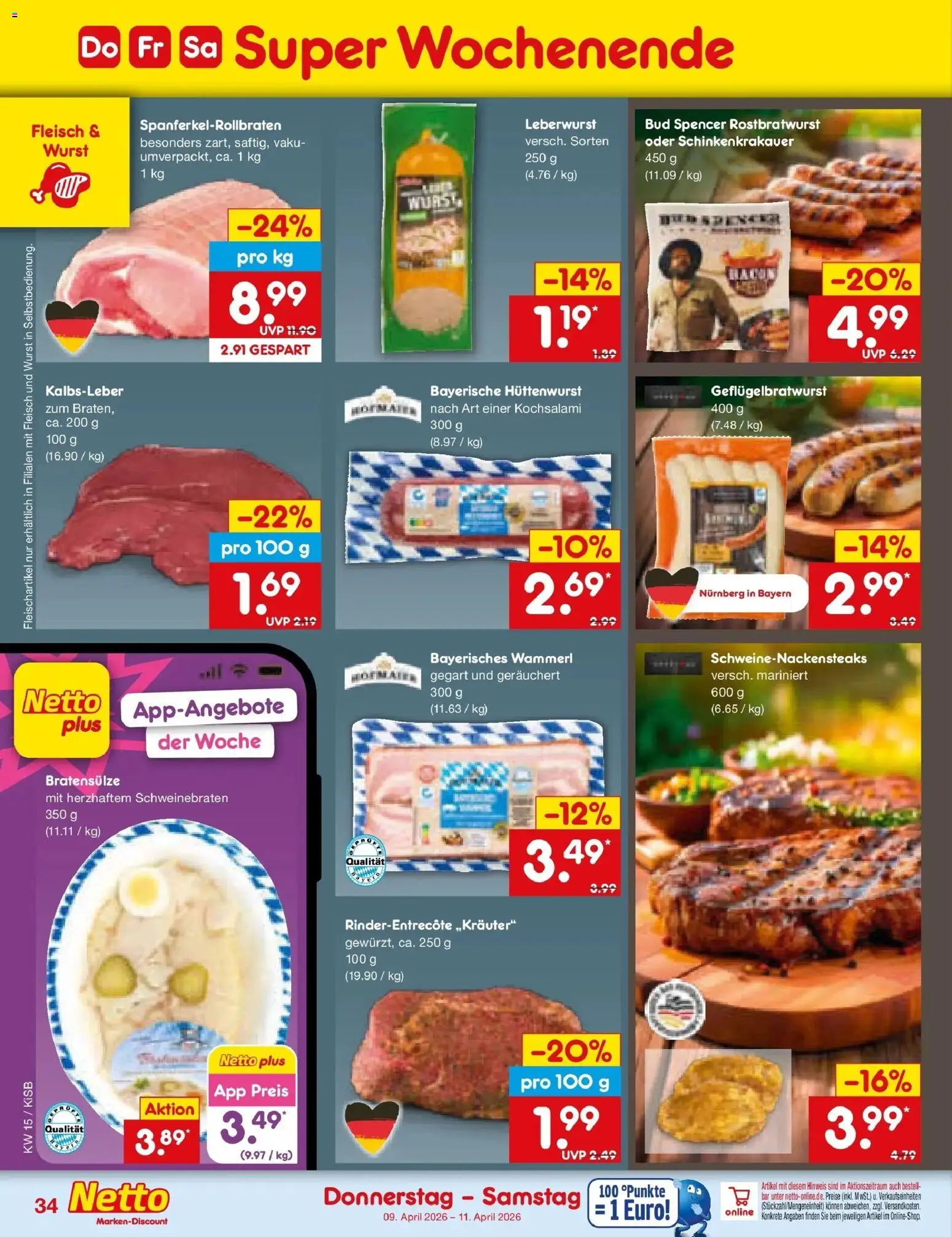 Netto Marken-Discount Prospekt Bad Friedrichshall	 – gültig ab 05.04.2026 | Seite: 50 | Produkte: Kalbsleber, Wurst, Fleisch