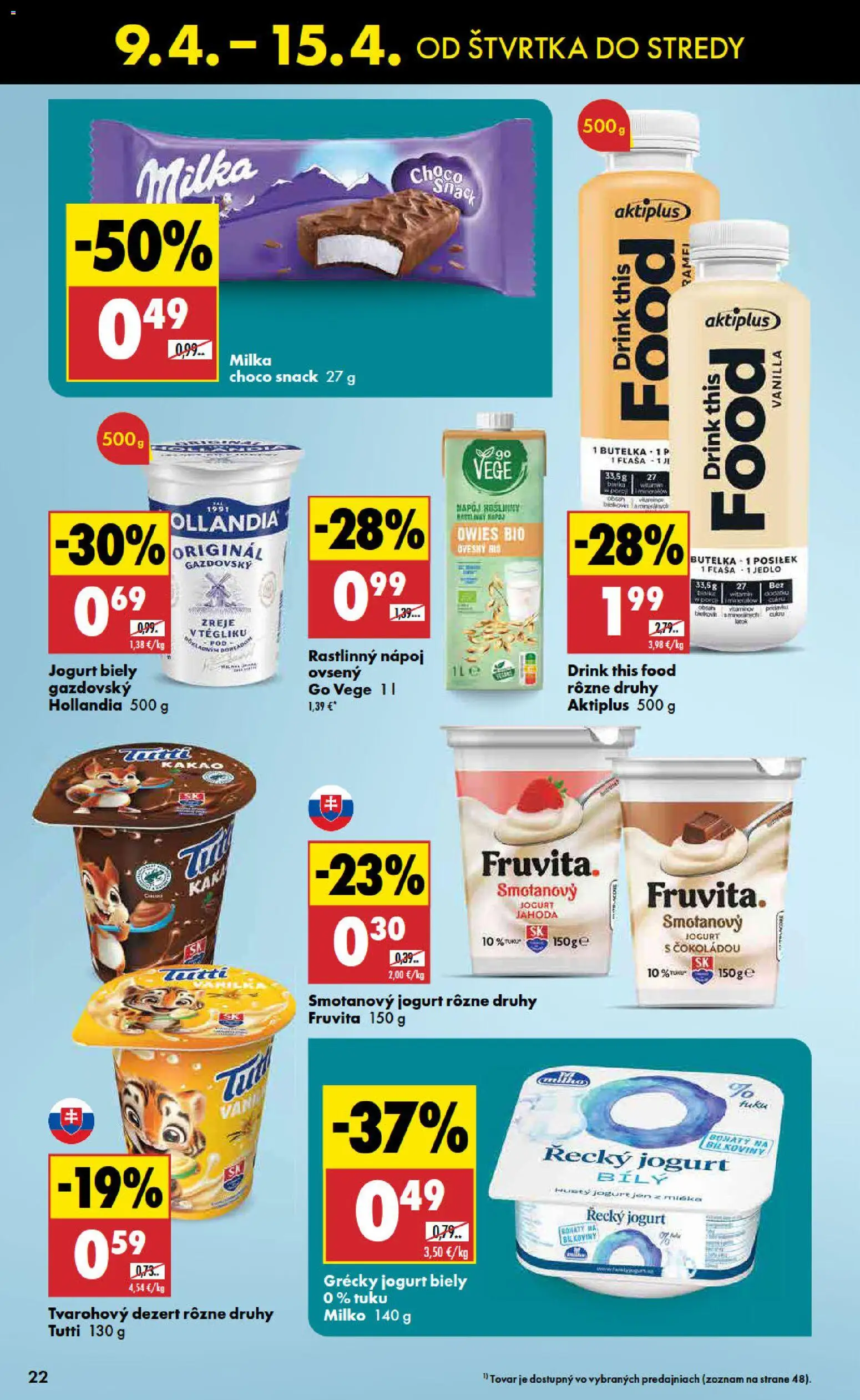 Nové Biedronka akcie – leták je platný od 09.04.2026 | Strana: 22 | Produkty: Jogurt, Grécky jogurt, Milka, Kakao