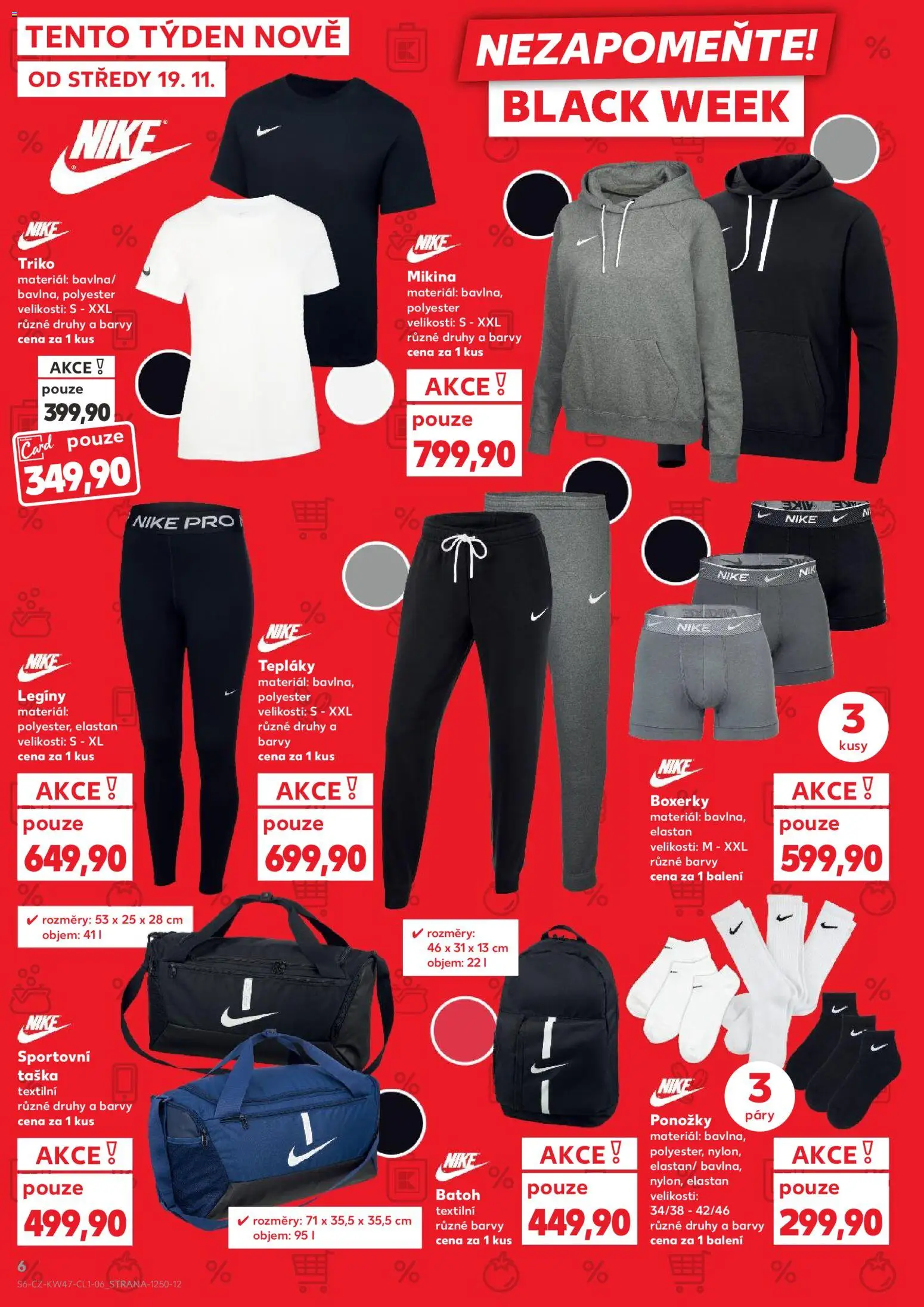 Kaufland leták - Plzeň Bory od 19.11.2025 | Strana: 6 | Produkty: Legíny, Boxerky, Batoh, Barvy