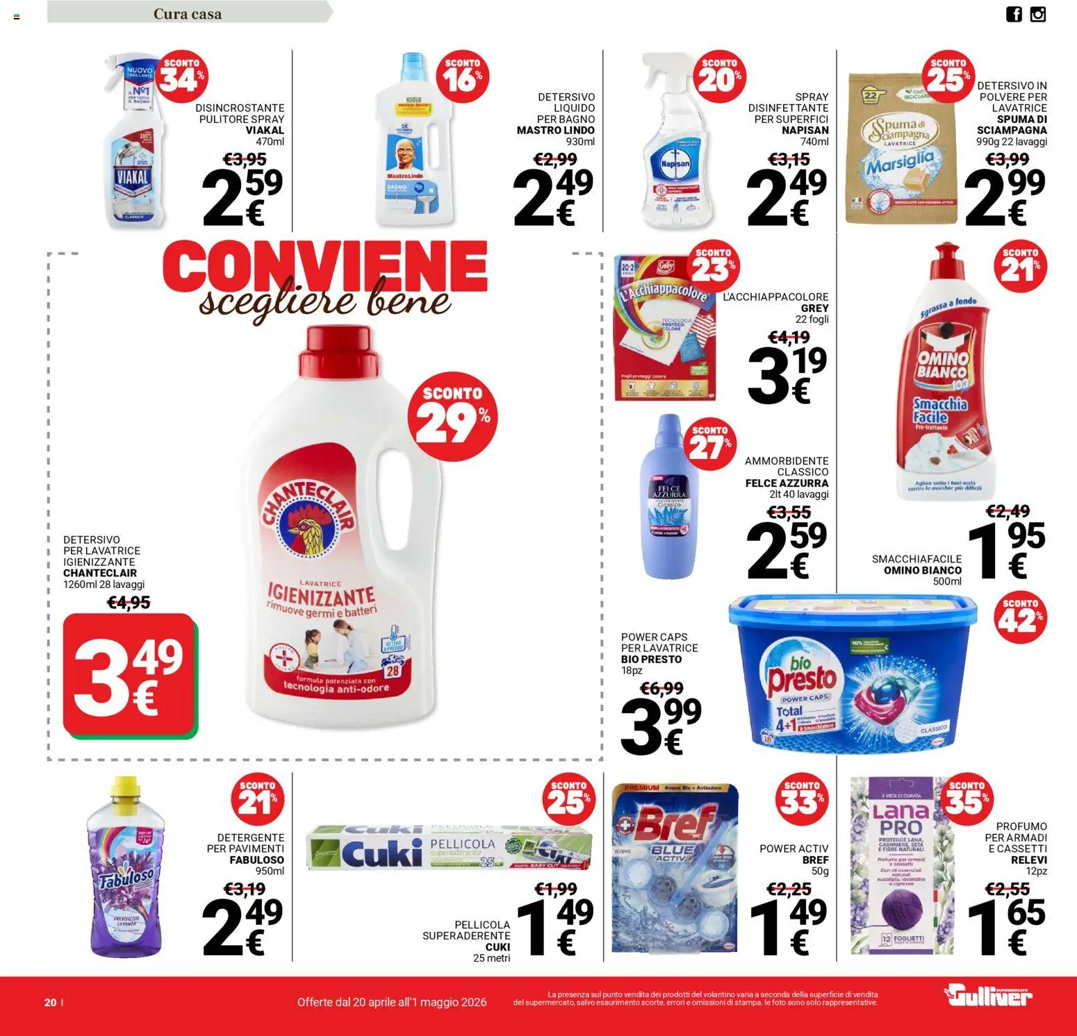 Volantino Gulliver del 20.04.2026 | Pagina: 20 | Prodotti: Ammorbidente, Tè, Pellicola, Profumo