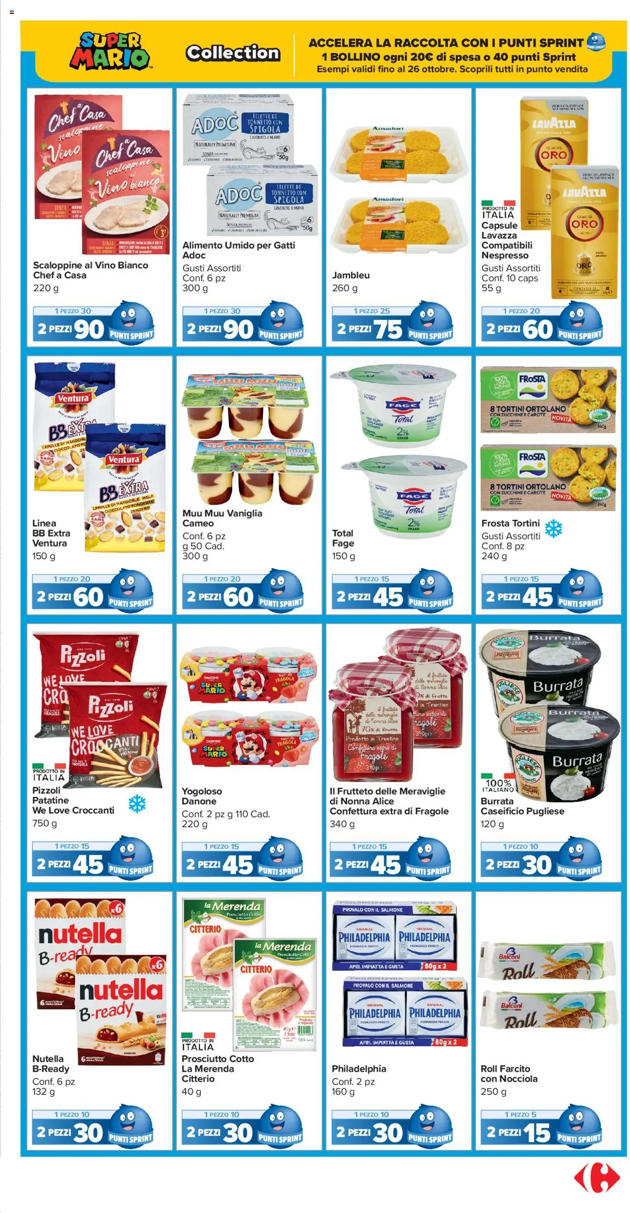 Volantino Carrefour del 10.10.2025 | Pagina: 23 | Prodotti: Salmone, Patatine, Lavazza, Vino bianco