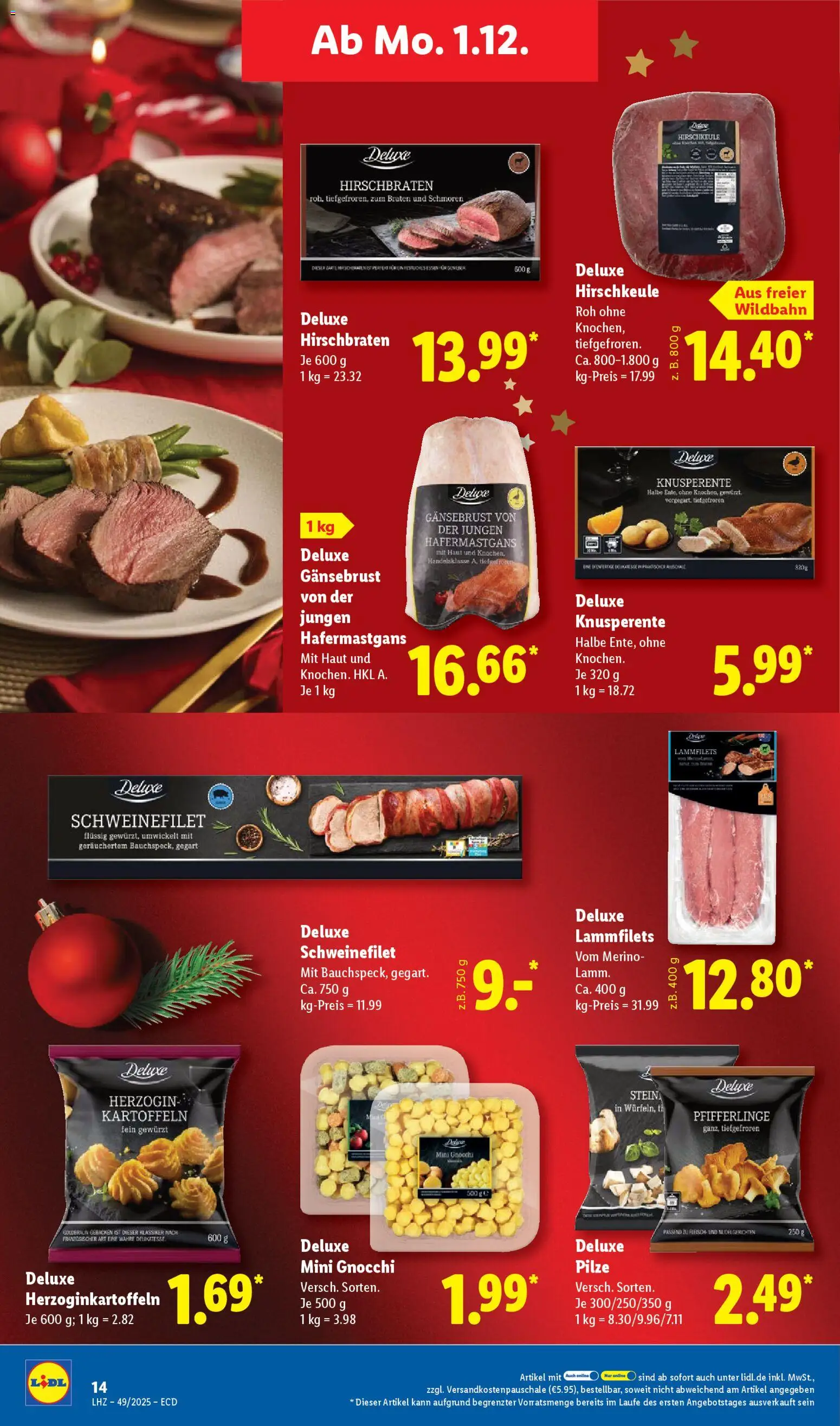 Lidl - Prospekt – gültig ab 01.12.2025 | Seite: 26 | Produkte: Schweinefilet, Kartoffeln, Pfifferlinge, Fleisch
