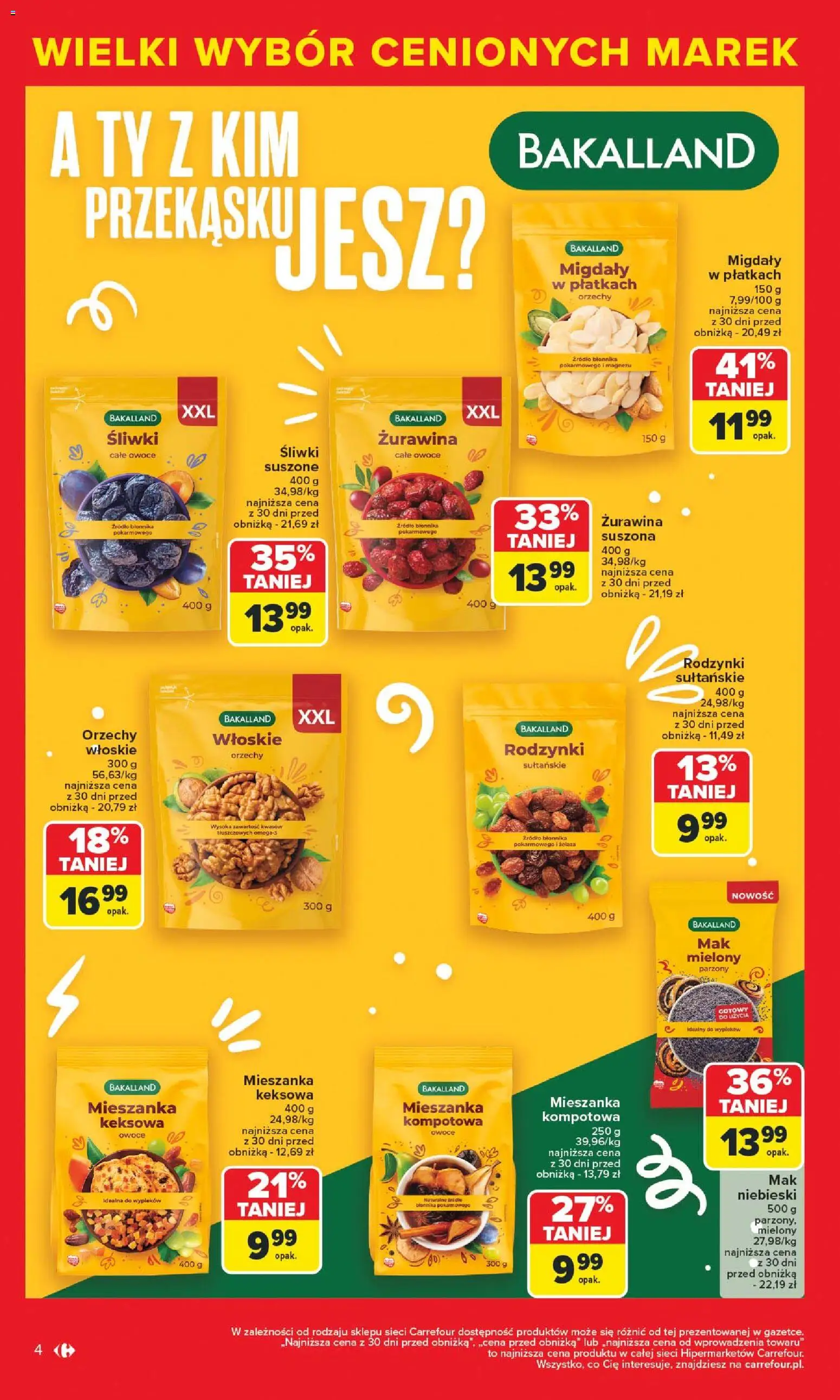 Carrefour Gazetka - Markowe atrakcje cenowe od 27.10.2025 | Strona: 6 | Produkty: Żurawina, Migdały w płatkach, Rodzynki, Owoce