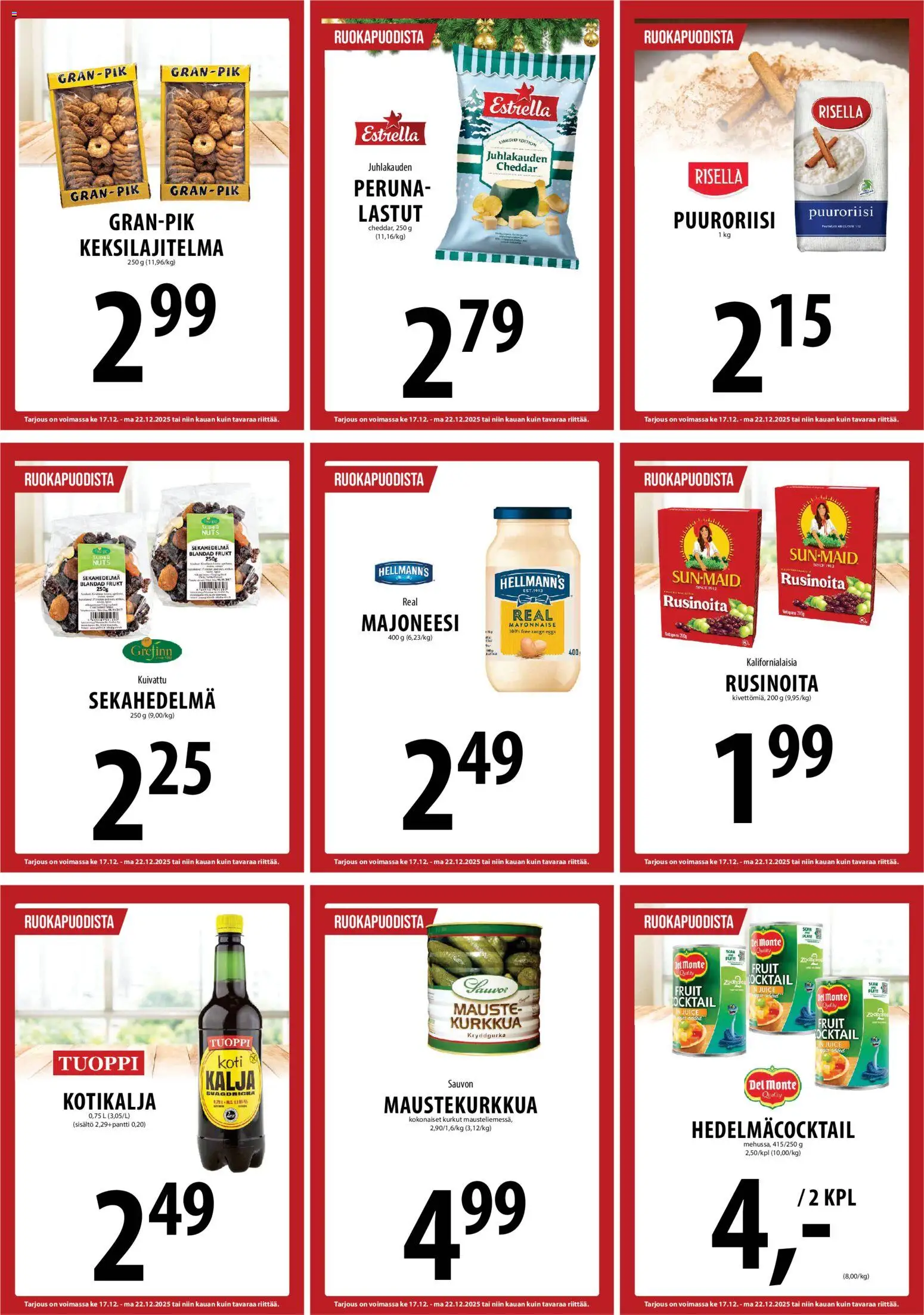 Tuuri tarjoukset – voimassa 17.12.2025 alkaen | Sivu: 15 | Tuotteet: Majoneesi, Cheddar, Peruna, Kurkut