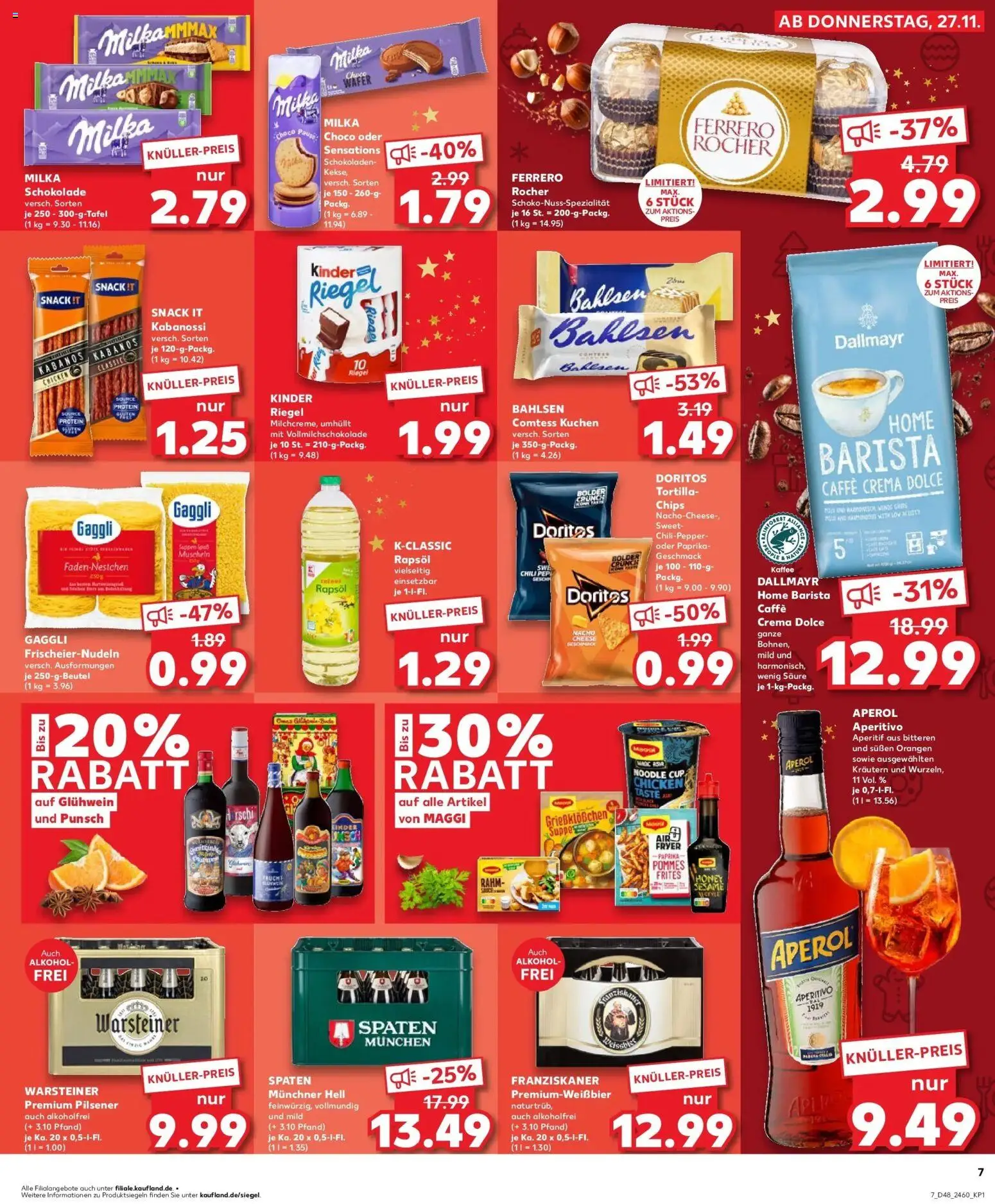 Kaufland prospekt Marktredwitz	 – gültig ab 30.11.2025 | Seite: 7 | Produkte: Franziskaner, Milka schokolade, Chili, Pasta