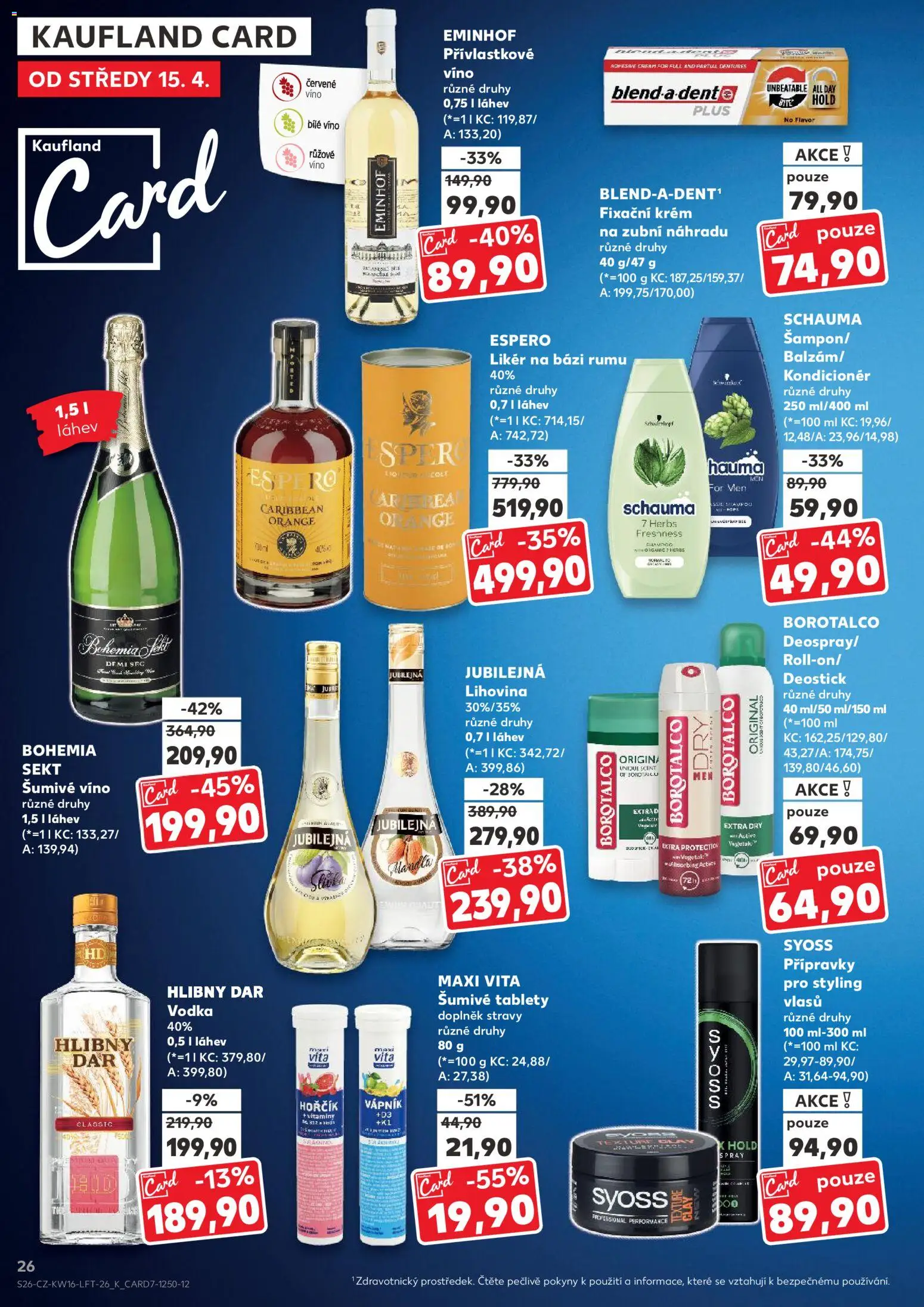 Kaufland leták - Plzeň Bory od 15.04.2026 | Strana: 26 | Produkty: Bílé víno, Šumivé víno, Vitamíny, Láhev