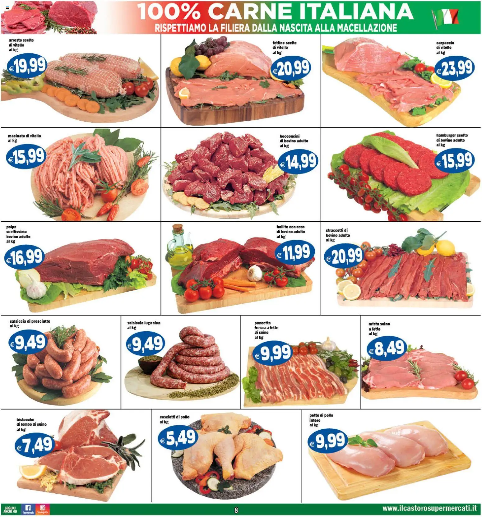 Volantino Il Castoro del 07.04.2026 | Pagina: 8 | Prodotti: Bovino, Petto di Pollo, Arrosto, Macinato