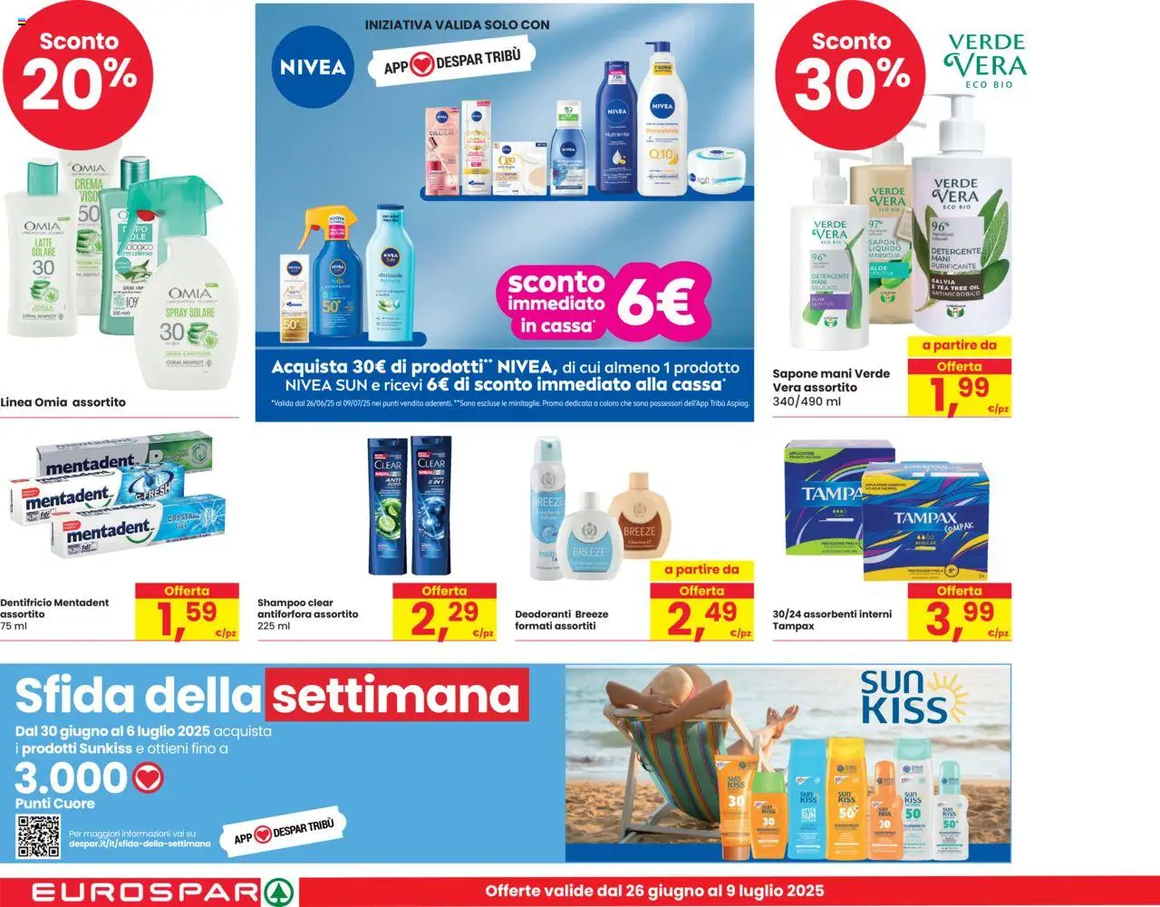 Volantino Eurospar del 26.06.2025 | Pagina: 18 | Prodotti: Shampoo, Crema, Dentifricio, The