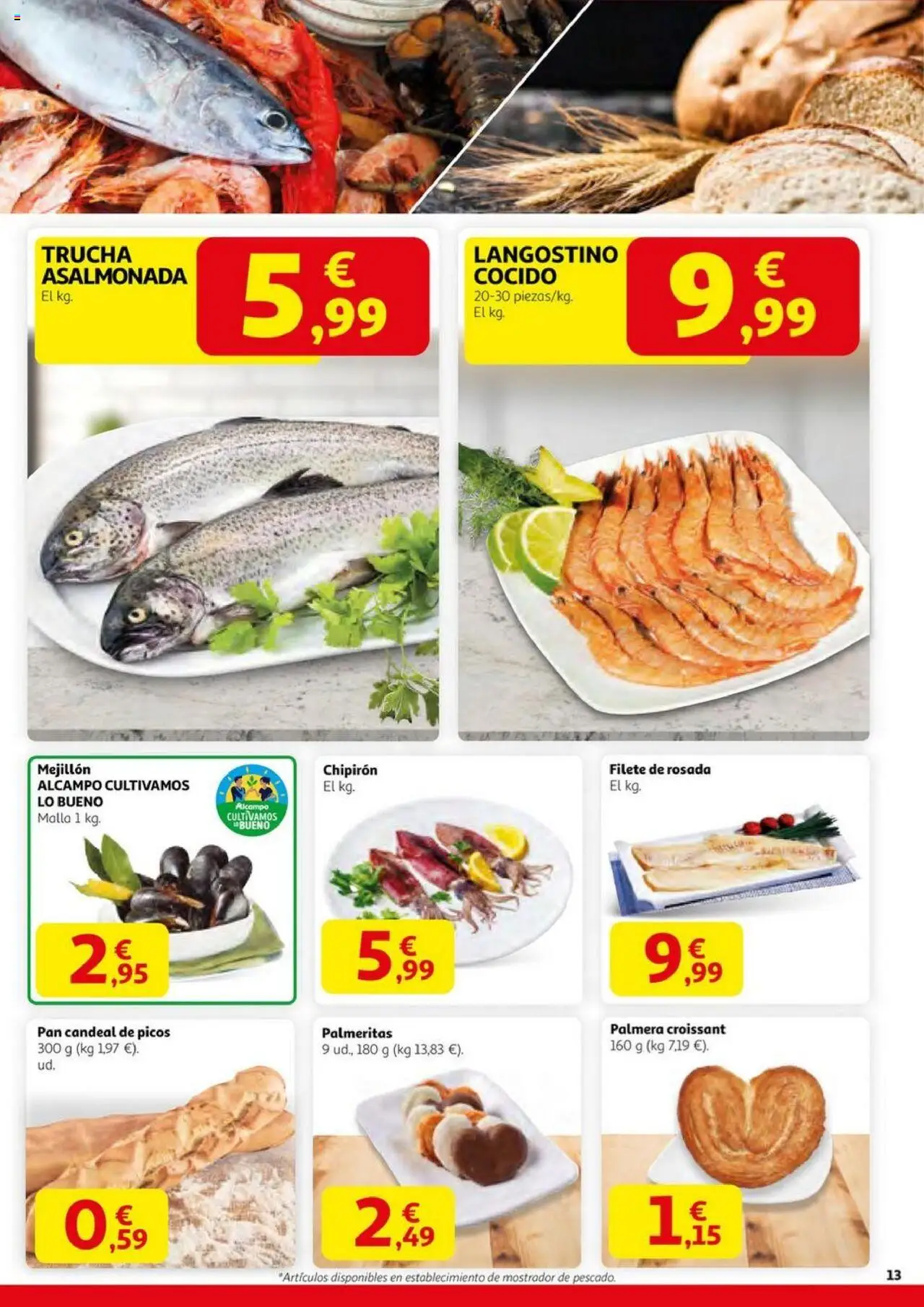 Alcampo - SST catalan  │ válido desde el 14.08.2025 | Página: 13 | Productos: Pan, Croissant, Filete, Langostino