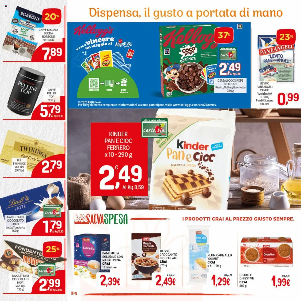 Volantino CRAI del 18.09.2025 | Pagina: 16 | Prodotti: Caffè, Tè, Cereali, Latte
