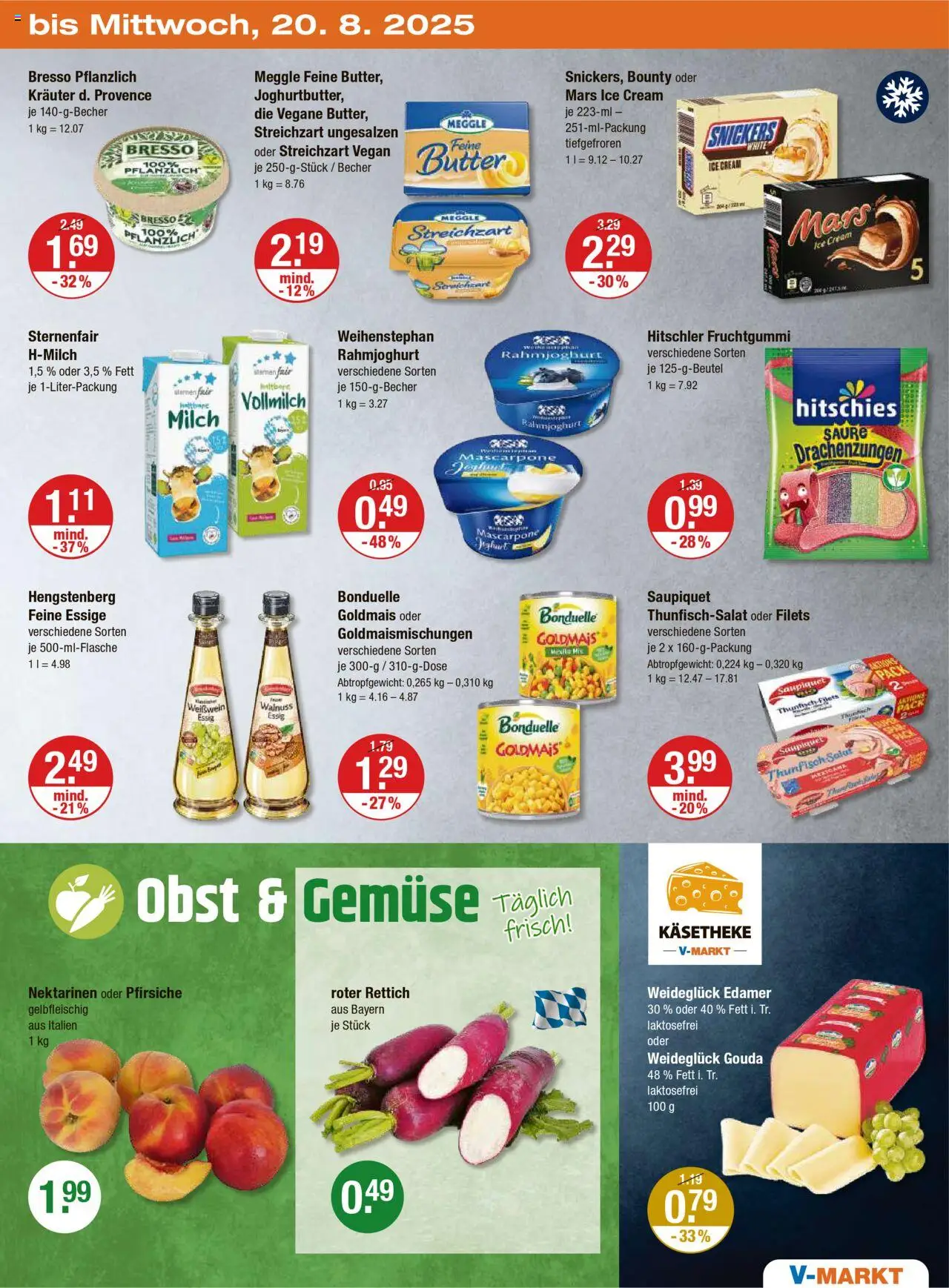 V-Markt - Hallertau/Oberpfalz - gültig ab dem 14.08.2025 | Seite: 23 | Produkte: Milch, Bresso, Snickers, Edamer