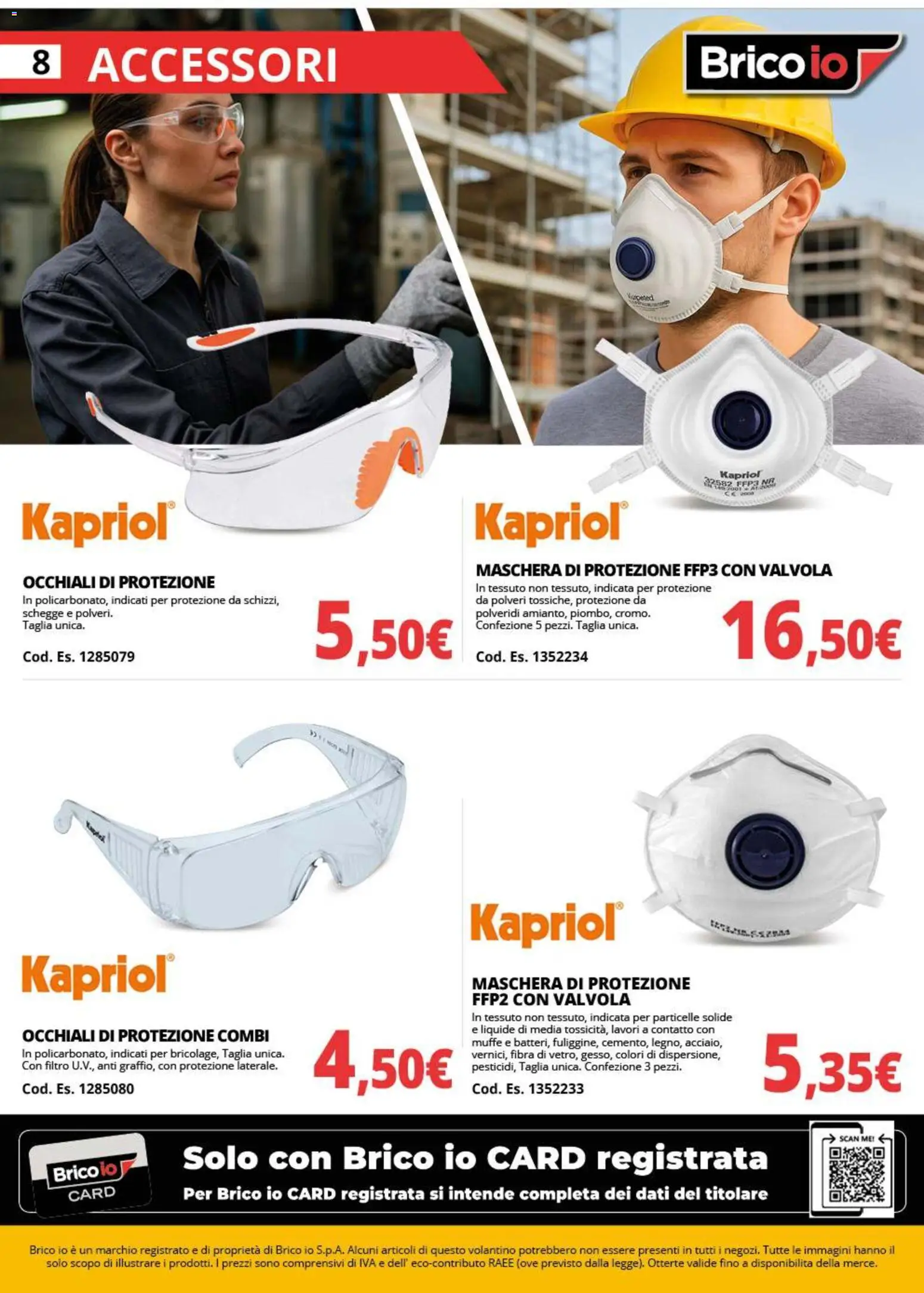 Volantino Brico io del 20.10.2025 | Pagina: 8 | Prodotti: Maschera, Occhiali