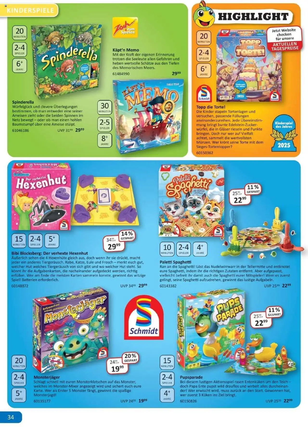 Vedes Prospekt 	 - gültig ab dem 25.08.2025 | Seite: 34 | Produkte: Batterien, Monster, Hut, Ente