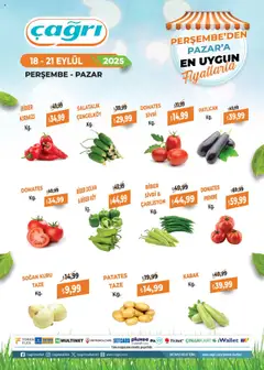 Çağrı Market Manav Katalog - 18.09.2025 tarihinden itibaren geçerlidir | Sayfa: 2 | Ürünler: Salatalık, Soğan, Biber, Patlıcan