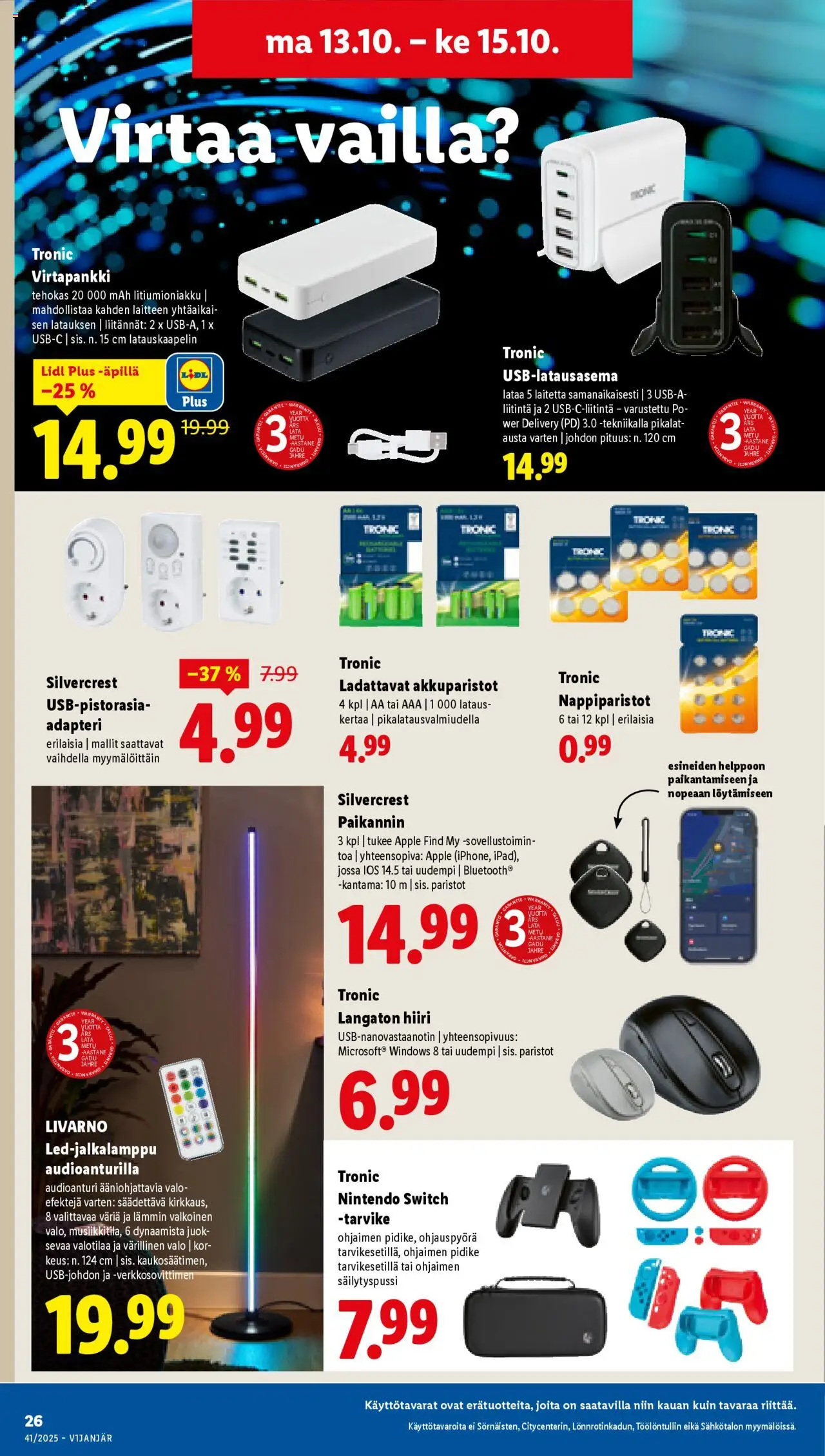 Lidl tarjoukset - Helsinki – voimassa 09.10.2025 alkaen | Sivu: 34 | Tuotteet: Paristot, Hiiri