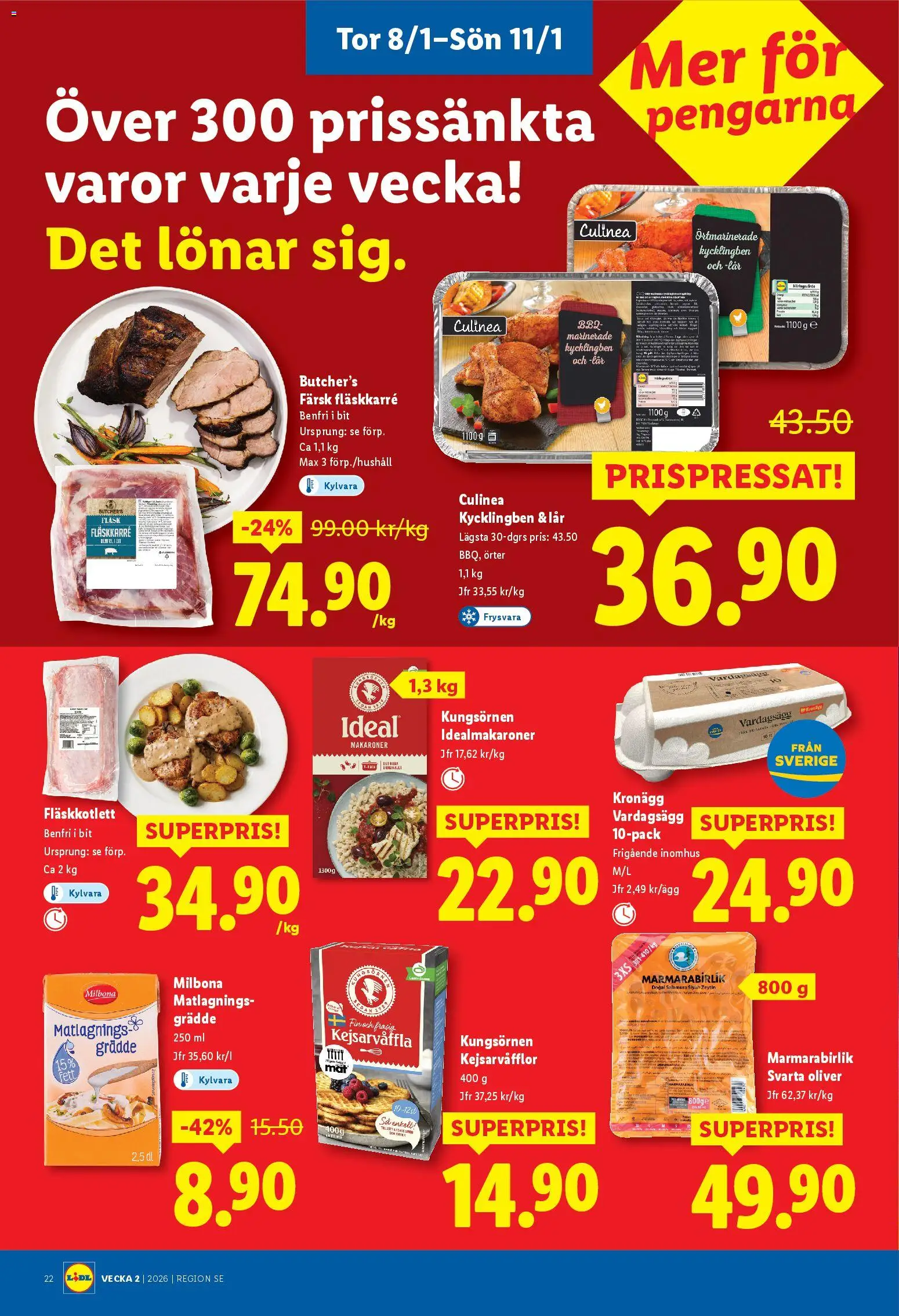 Lidl reklamblad aktuell från 05.01.2026 | Sida: 26 | Produkter: Oliver, Makaroner, Smör, Fläsk