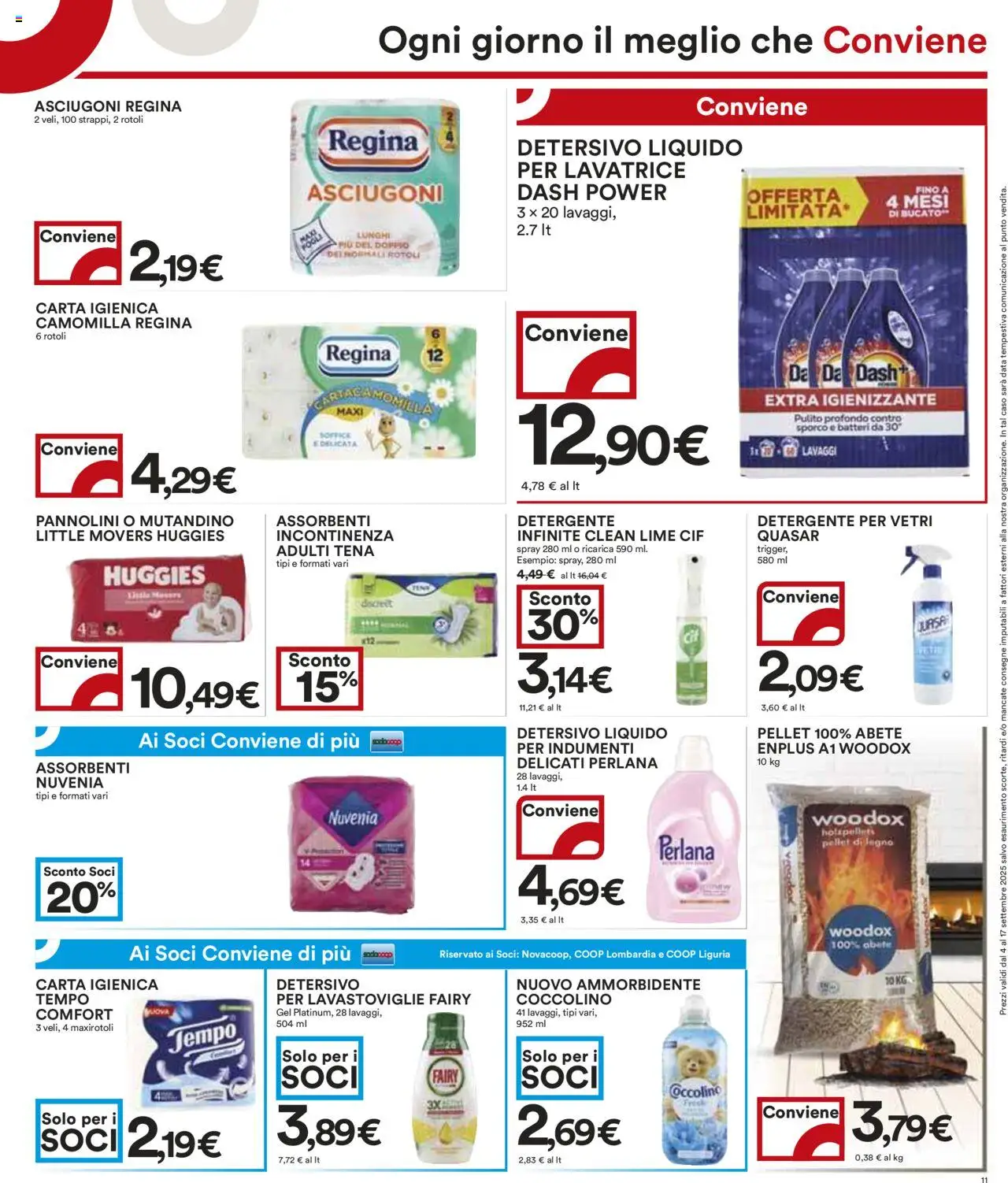 Volantino COOP del 04.09.2025 | Pagina: 11 | Prodotti: Carta igienica, Pellet, Lime, Lavastoviglie