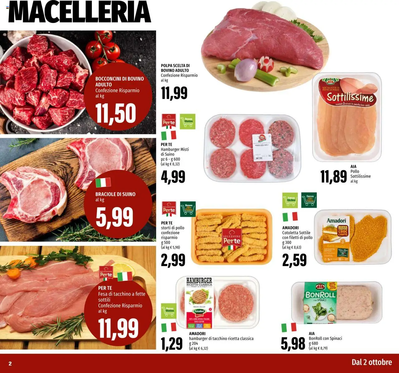 Volantino EMI del 02.10.2025 | Pagina: 2 | Prodotti: Pollo, Tacchino, Olio, Padella