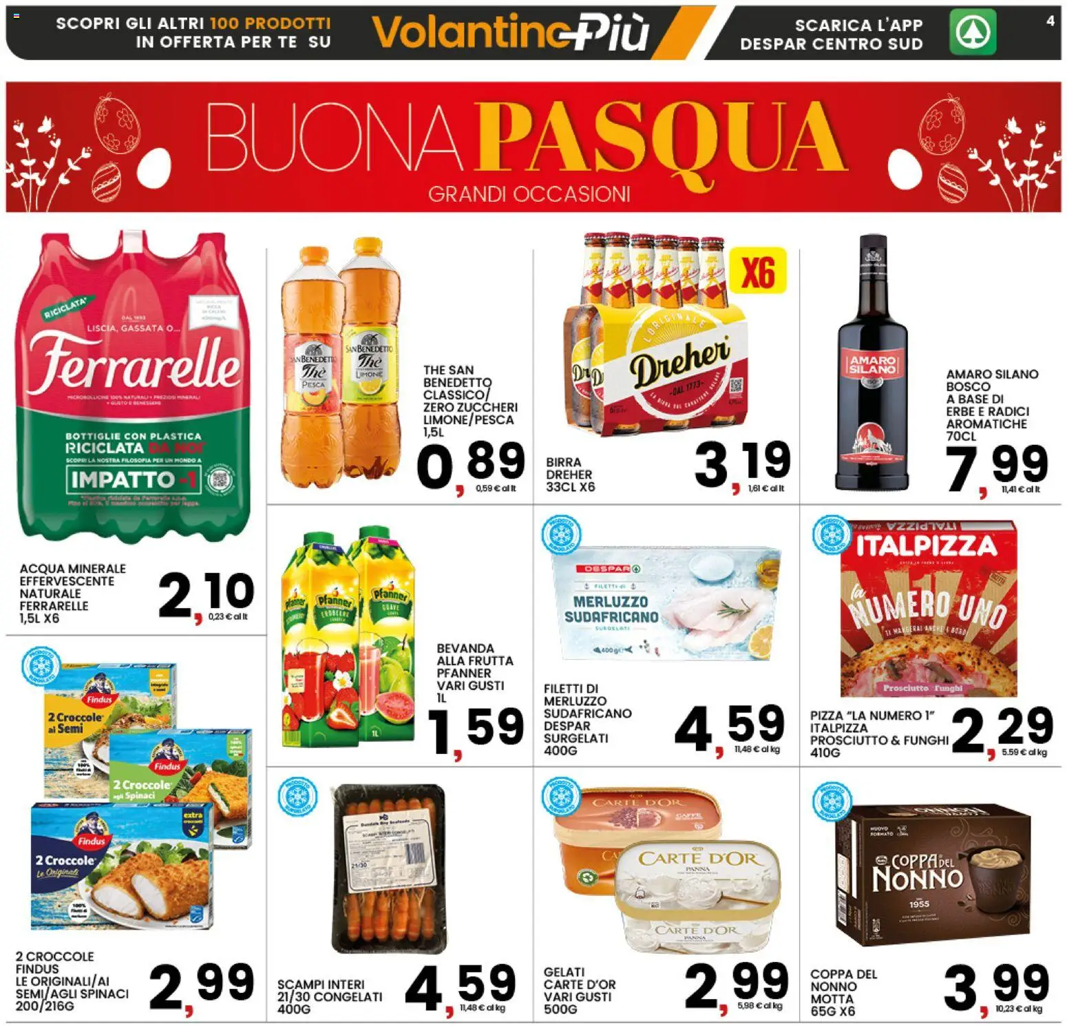 Volantino Interspar del 25.03.2026 | Pagina: 4 | Prodotti: Acqua, Pesca, Funghi, The