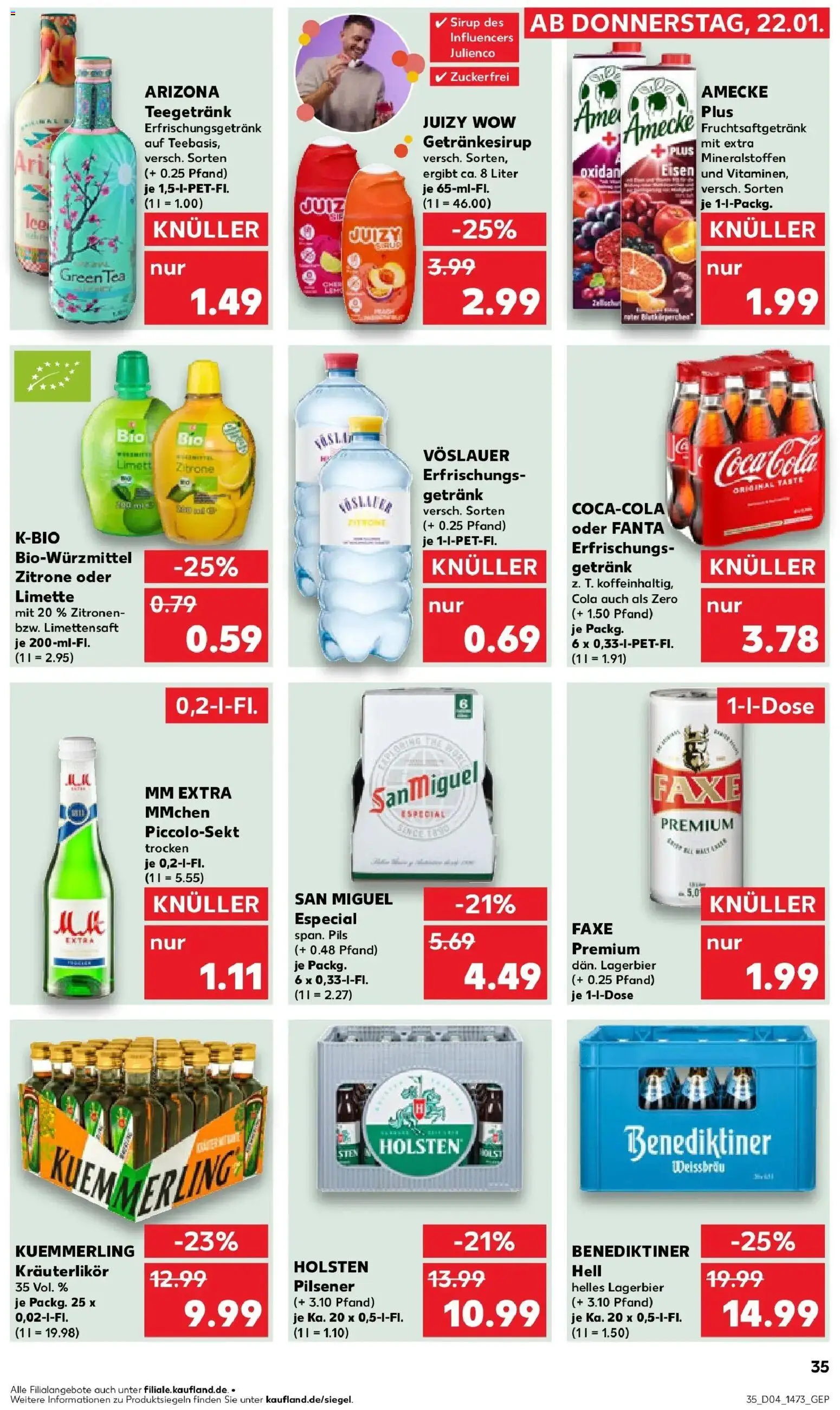 Kaufland prospekt Linthe	 – gültig ab 22.01.2026 | Seite: 35 | Produkte: Fanta, Cola, Benediktiner hell, Limette