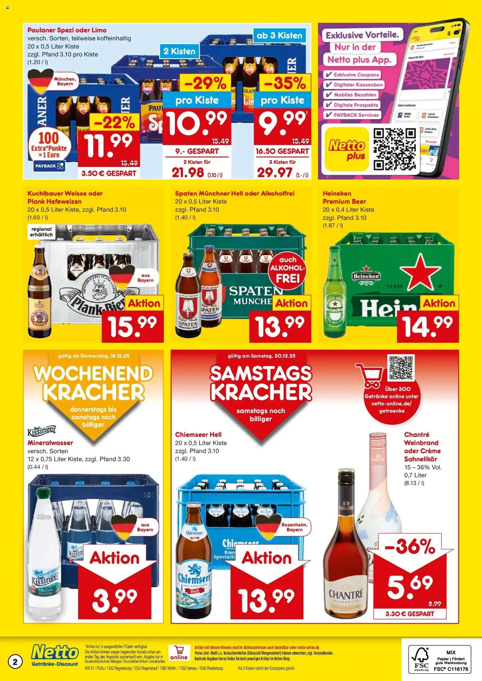 Netto Marken-Discount prospekt Hemau	 – gültig ab 15.12.2025 | Seite: 2 | Produkte: Paulaner spezi, Heineken, Chantré, Paulaner