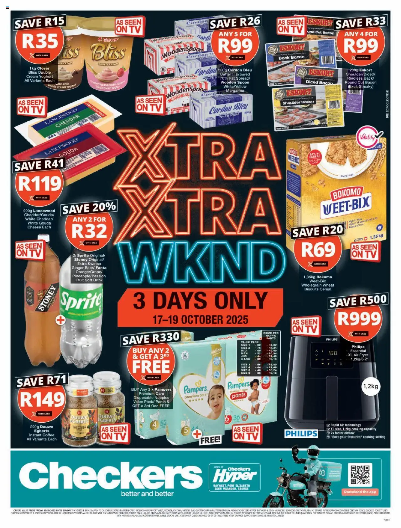 New Checkers catalogue – valid from 17.10.2025 | Page: 1 | Products: Pants, Yoghurt, TV, Stoney