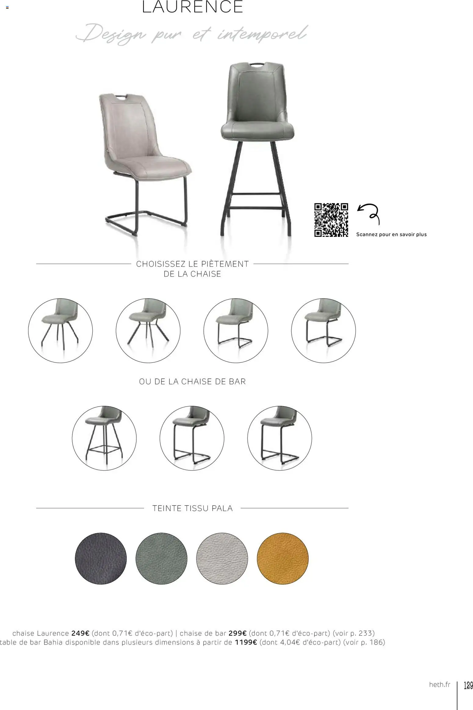 {H1} | Page: 129 | Produits: Table, Chaise, Chaise de bar
