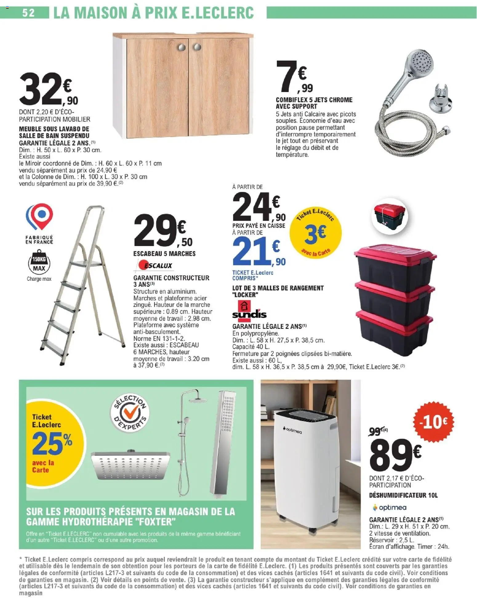 {H1} | Page: 52 | Produits: Poignées, Lavabo, Miroir, Escabeau