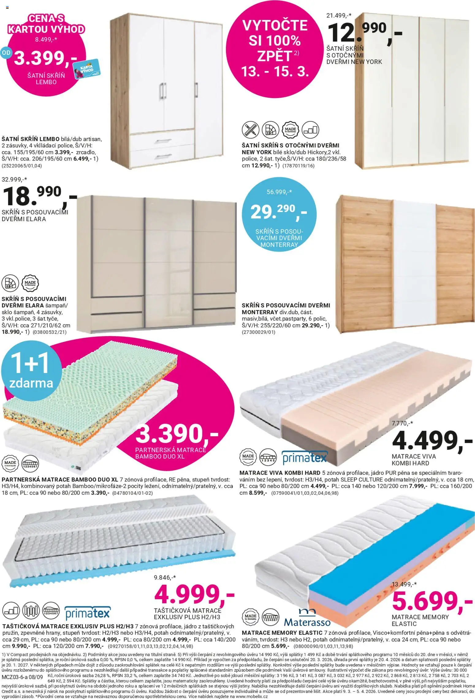 Möbelix leták od 09.03.2026 | Strana: 8 | Produkty: Matrace, Šatní skříň, Zrcadlo, Skříň