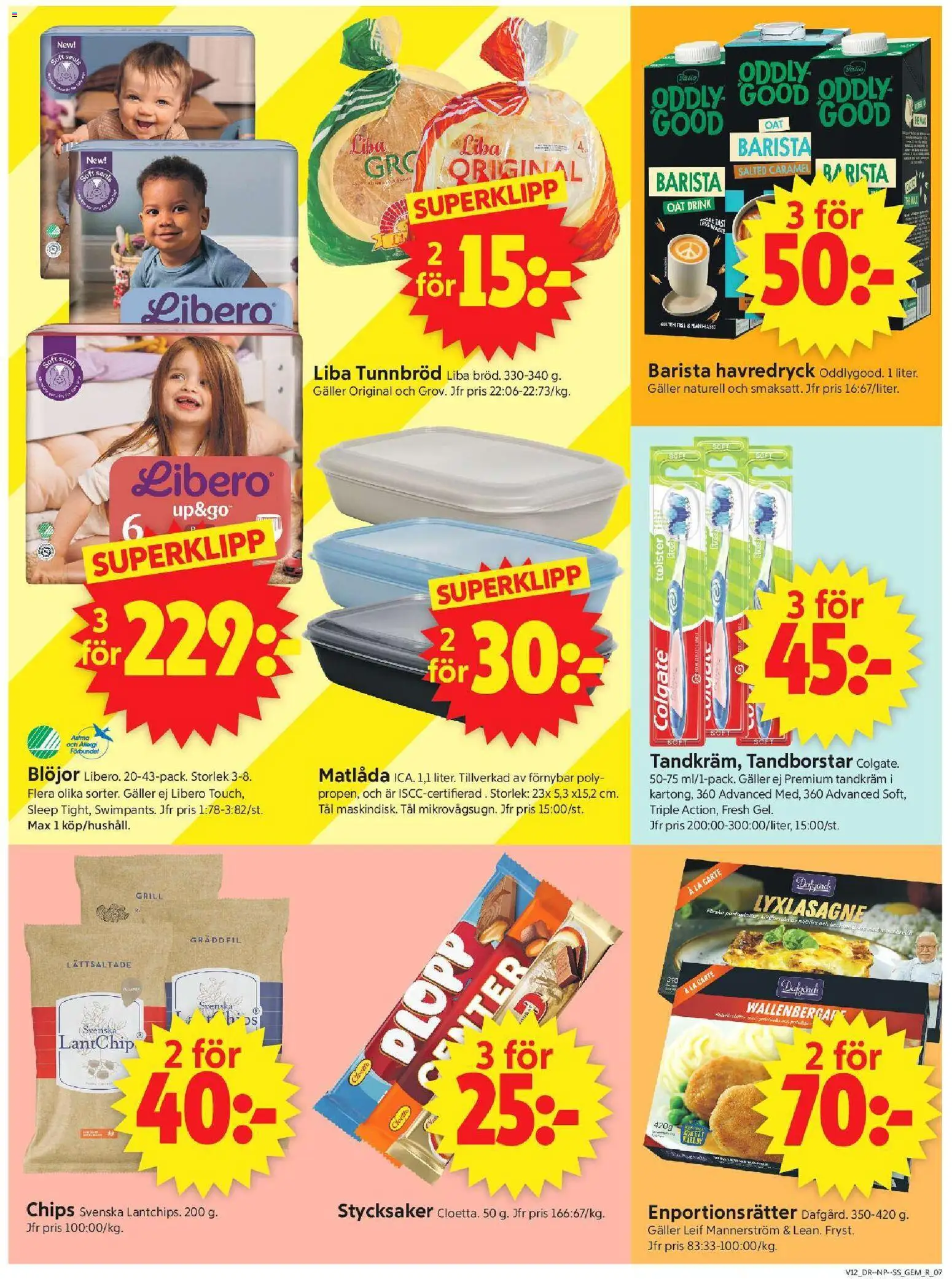 ICA Supermarket reklamblad aktuell från 16.03.2026 | Sida: 7 | Produkter: Gem, Tandkräm, Chips, Gräddfil